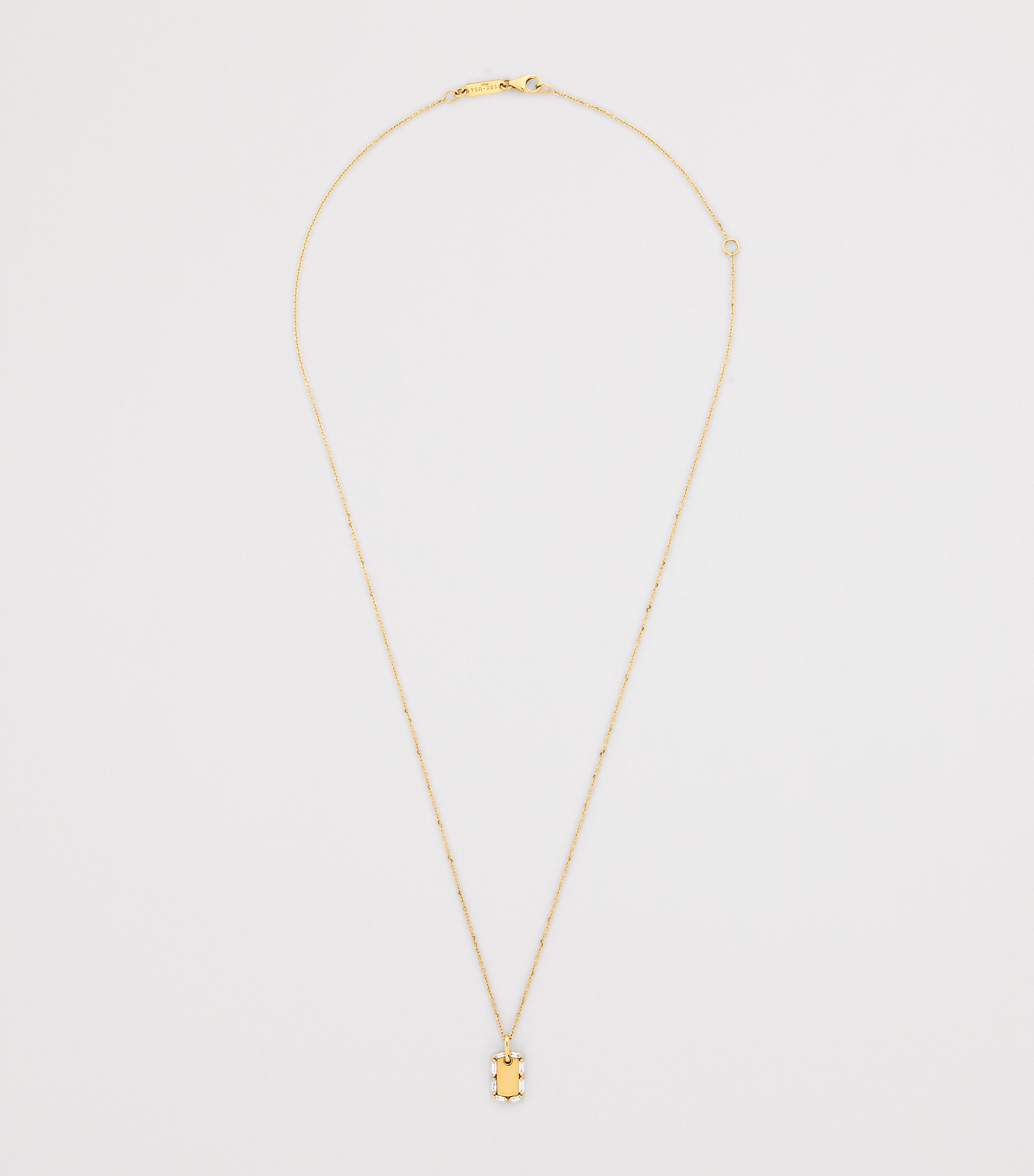 Suzanne Kalan Mini Yellow Gold and Diamond Dog Tag Golden Pendant Yg/wd Image 3