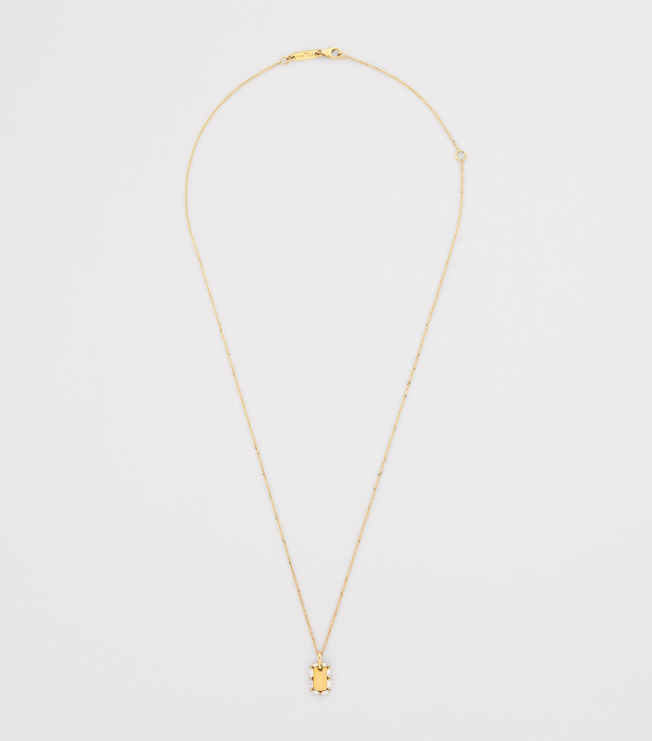Mini Yellow Gold and Diamond Dog Tag Golden Age Necklace 18K YG/WD Image 3