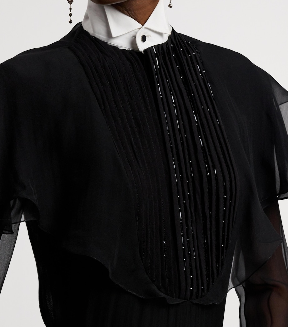 Silk Chiffon Emala Evening Dress BLACK Image 8