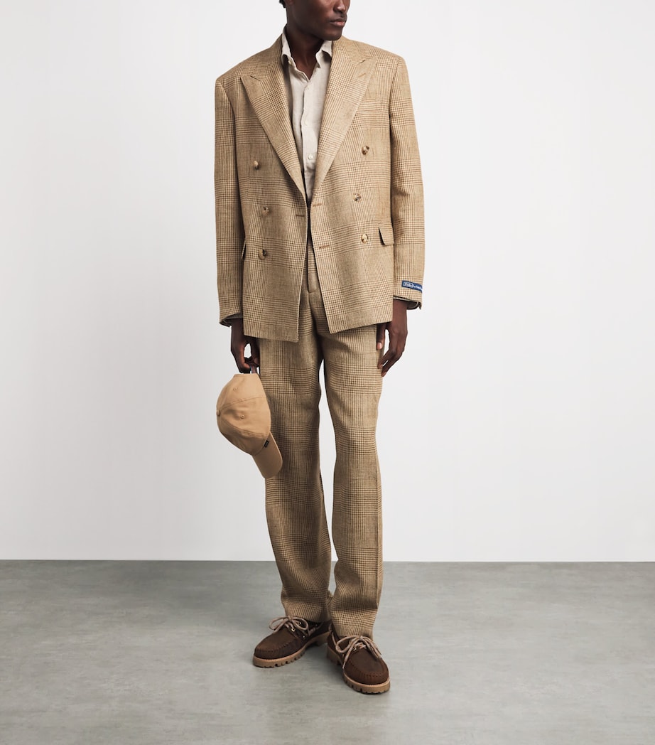 Polo Ralph Lauren Mens Silk-Blend Glen Plaid Trousers Brown/tan Image 2