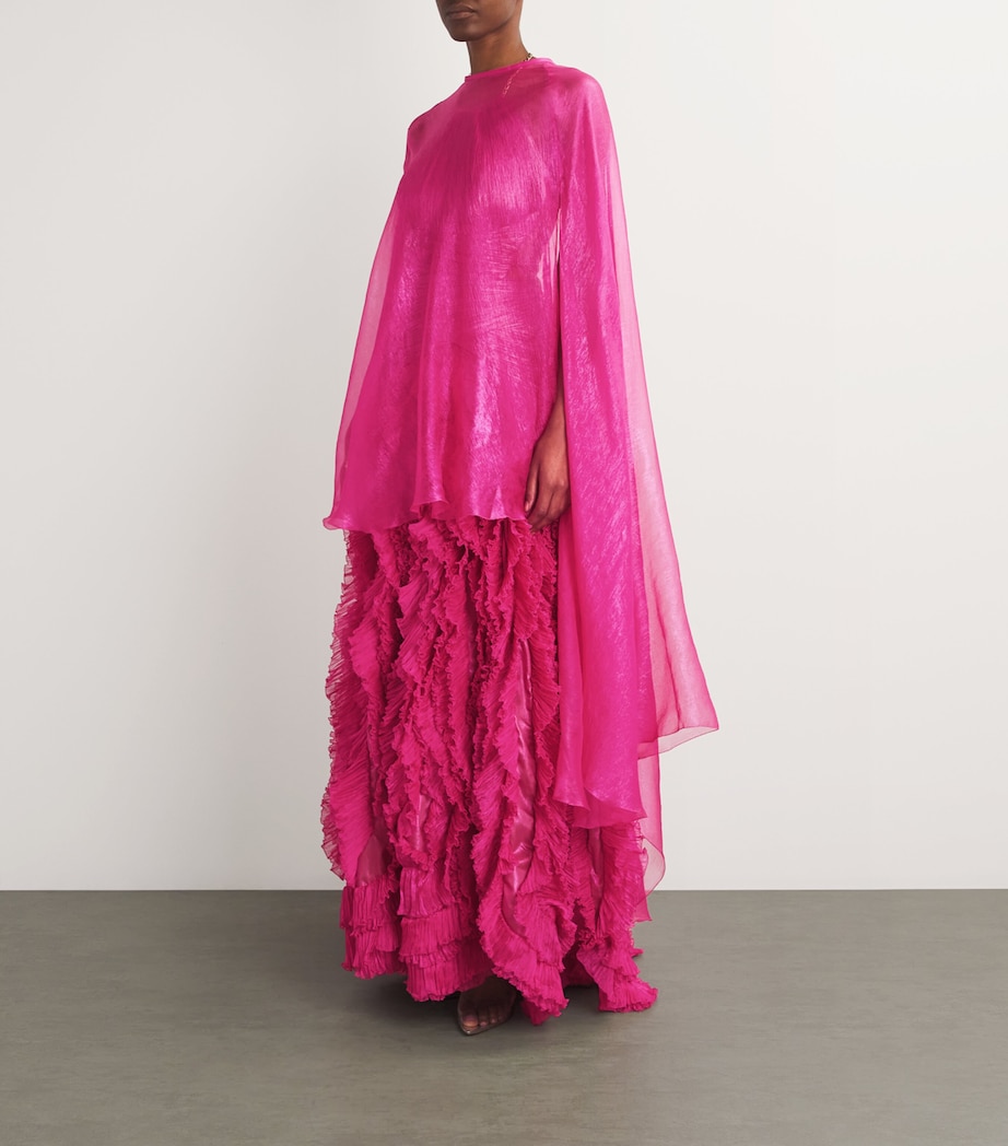 Maria Lucia Hohan Womens Frill-Detail Taylor Gown Raspberry Image 6