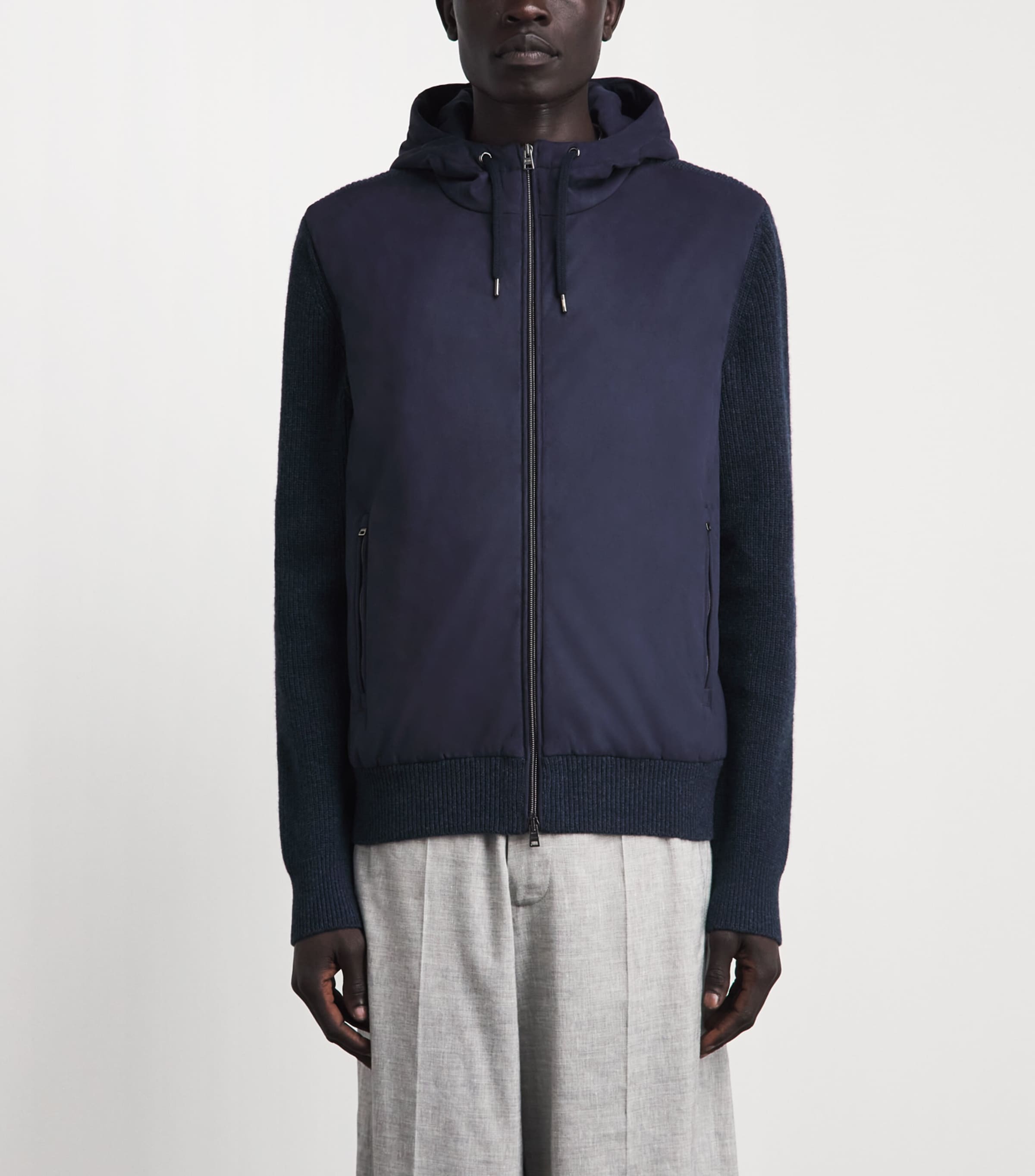 Herno Mens Wool Hybrid Jacket Blu Image 4
