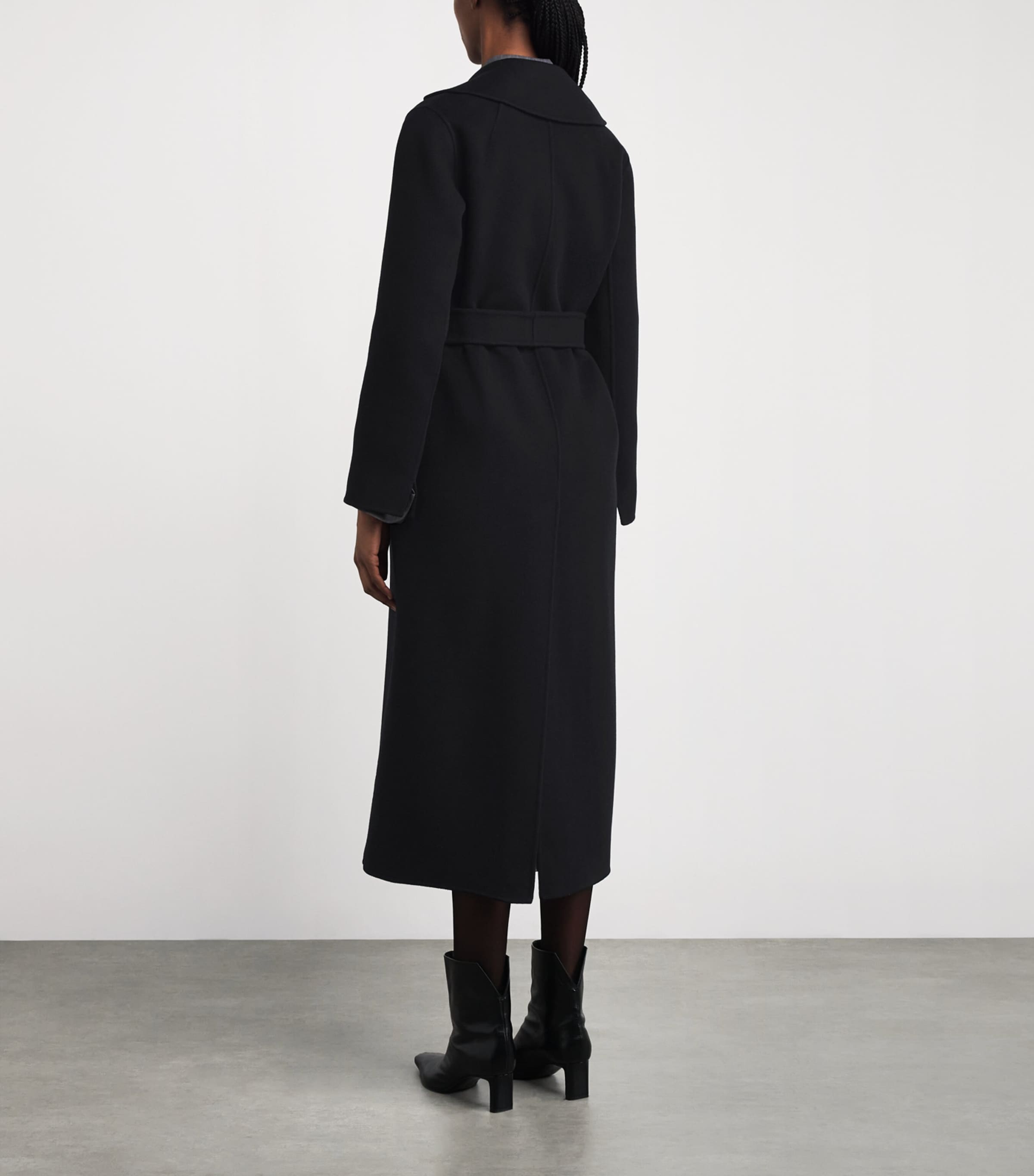 Virgin Wool Wrap Coat BLACK Image 4