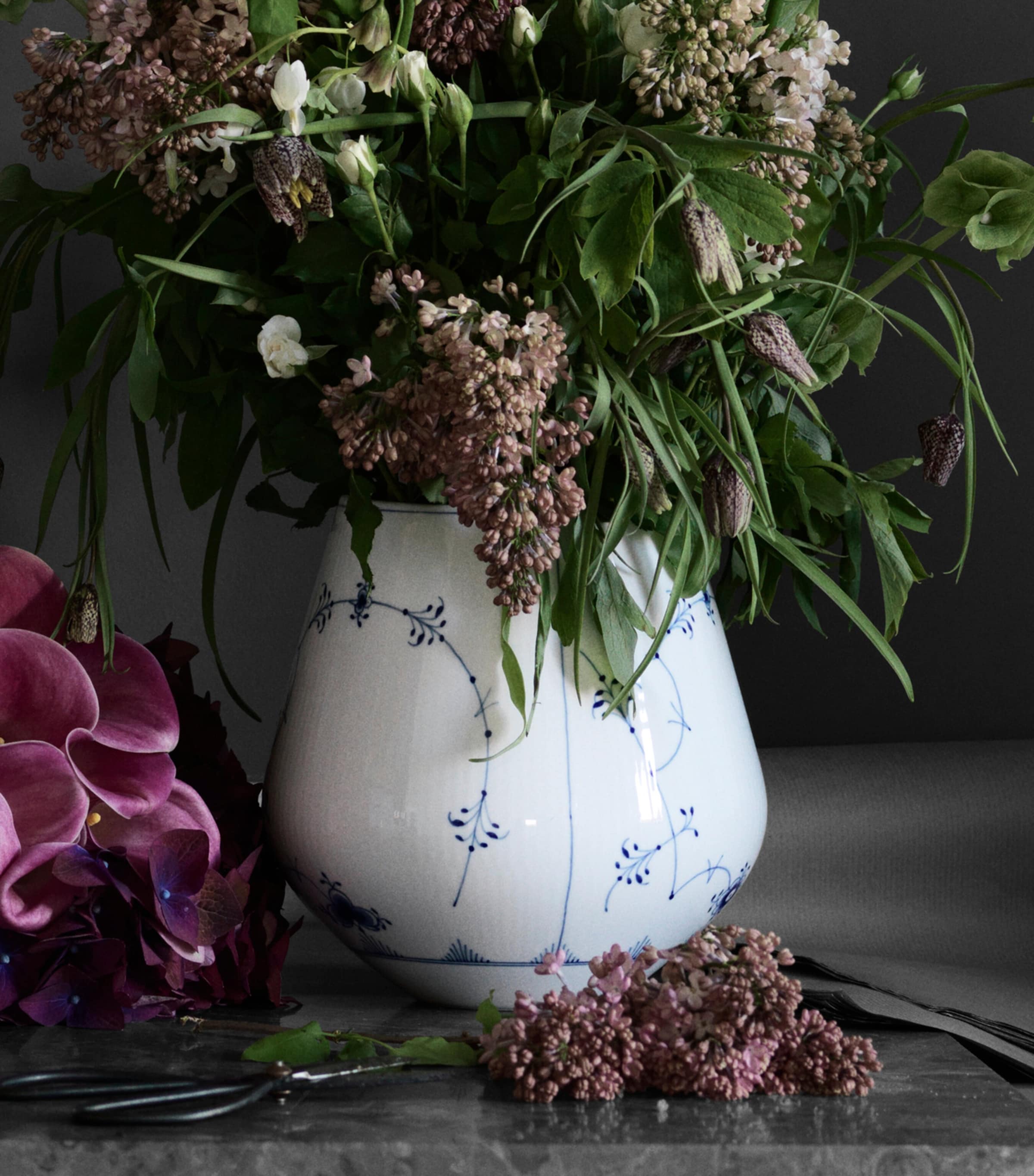 Royal Copenhagen Large Blue Fluted Plain Vase (20.5cm) Blue Image 2