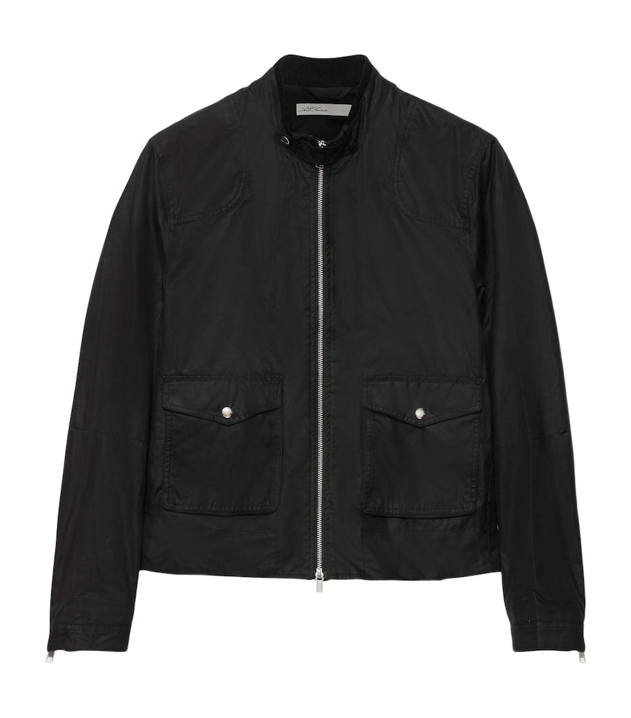 AllSaints Mens Waxed Cotton Kirk Jacket Washed Black Image 1