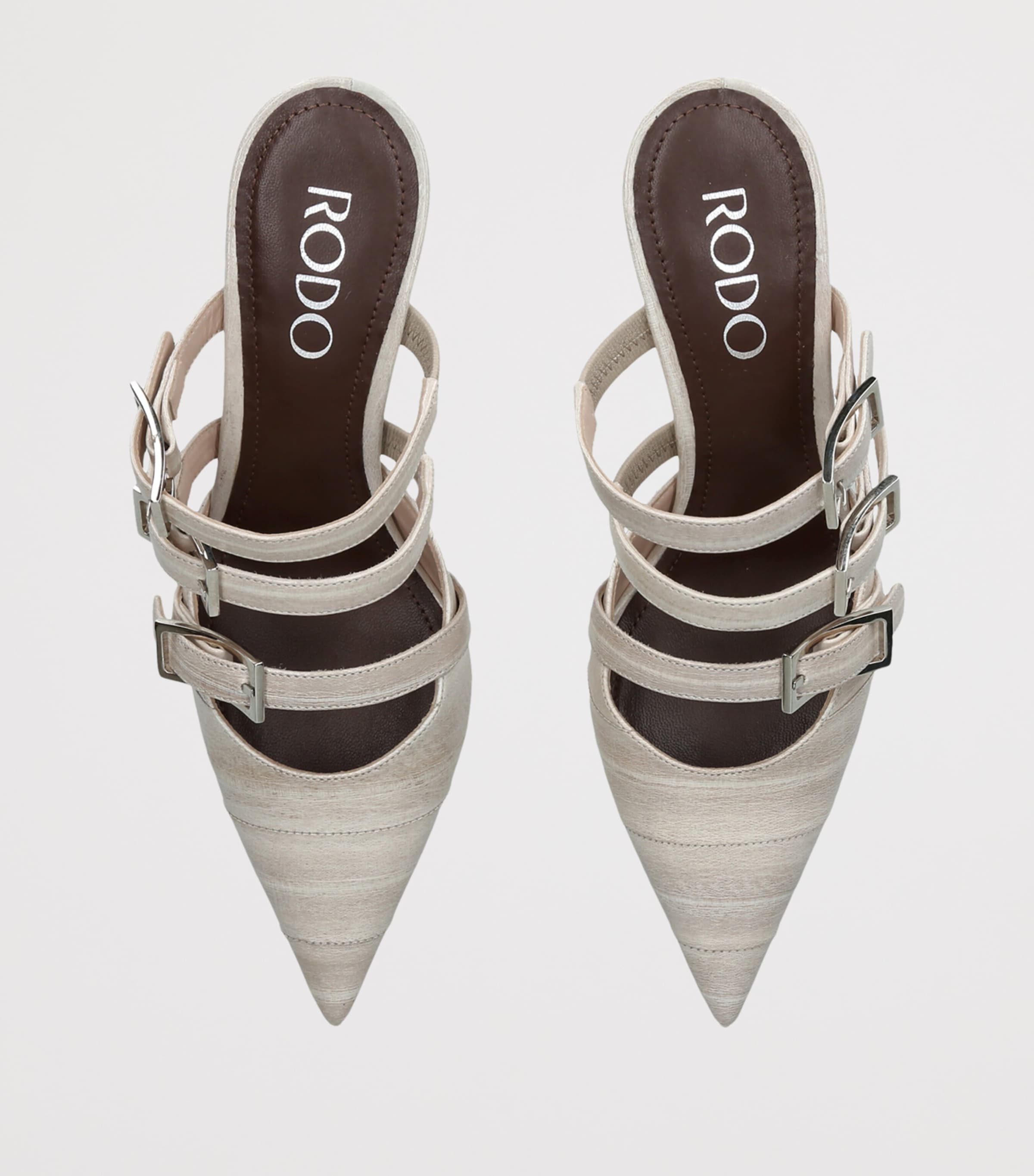 Rodo Leather Paige Heeled Mules 55 Beige Image 3
