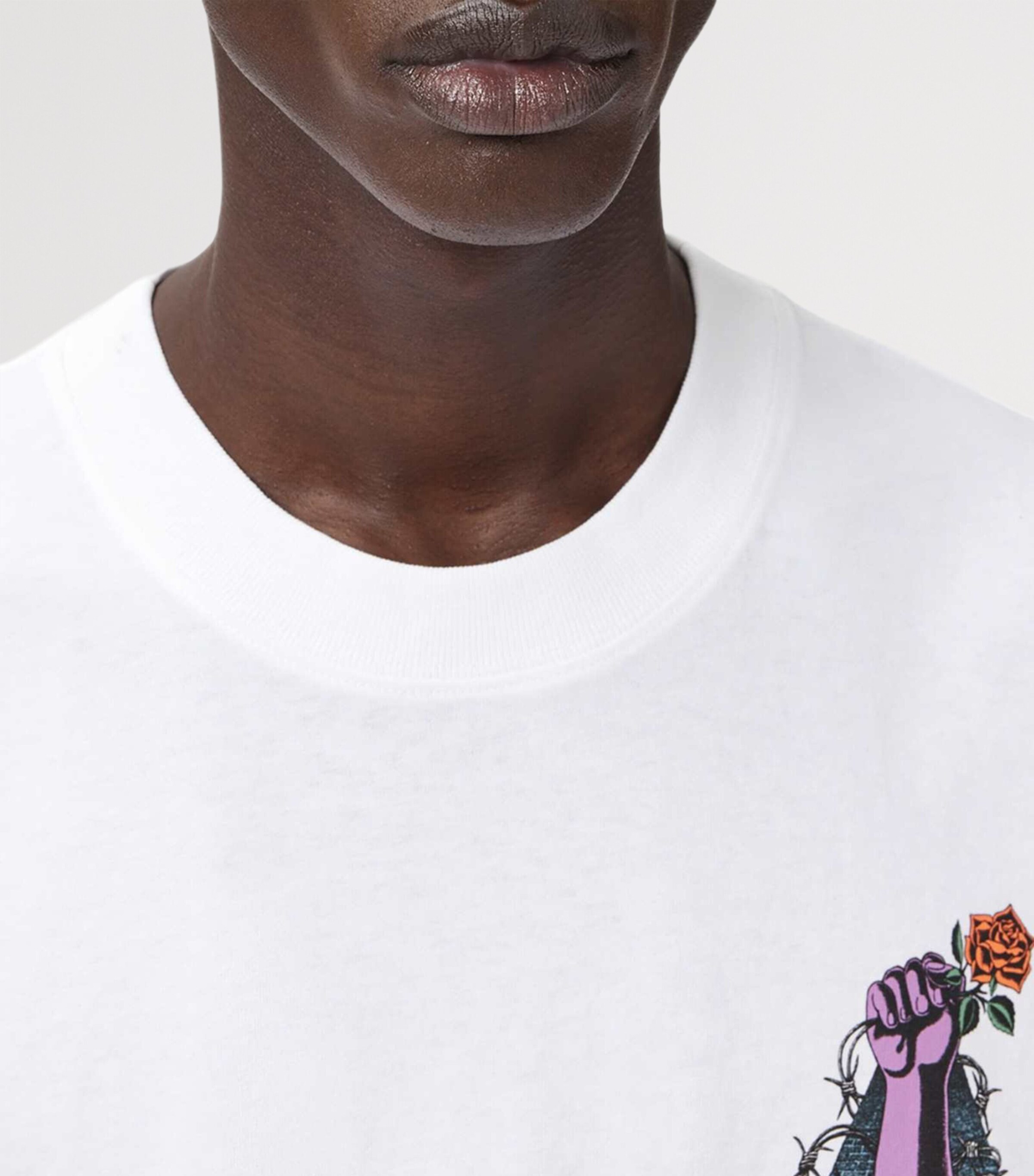 AllSaints Mens Cotton Defiance Print T-Shirt Optic White Image 9