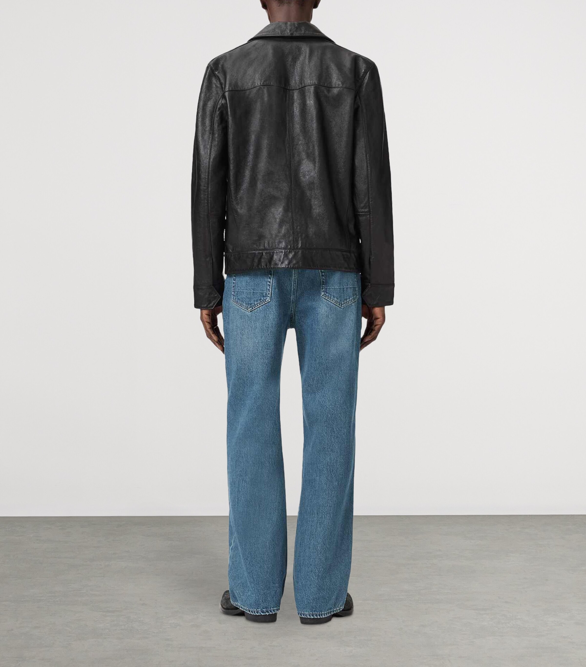AllSaints Mens Distressed Lenny Straight Jeans Destroy Mid Indigo Image 8