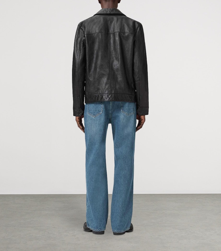 AllSaints Mens Distressed Lenny Straight Jeans Destroy Mid Indigo Image 8