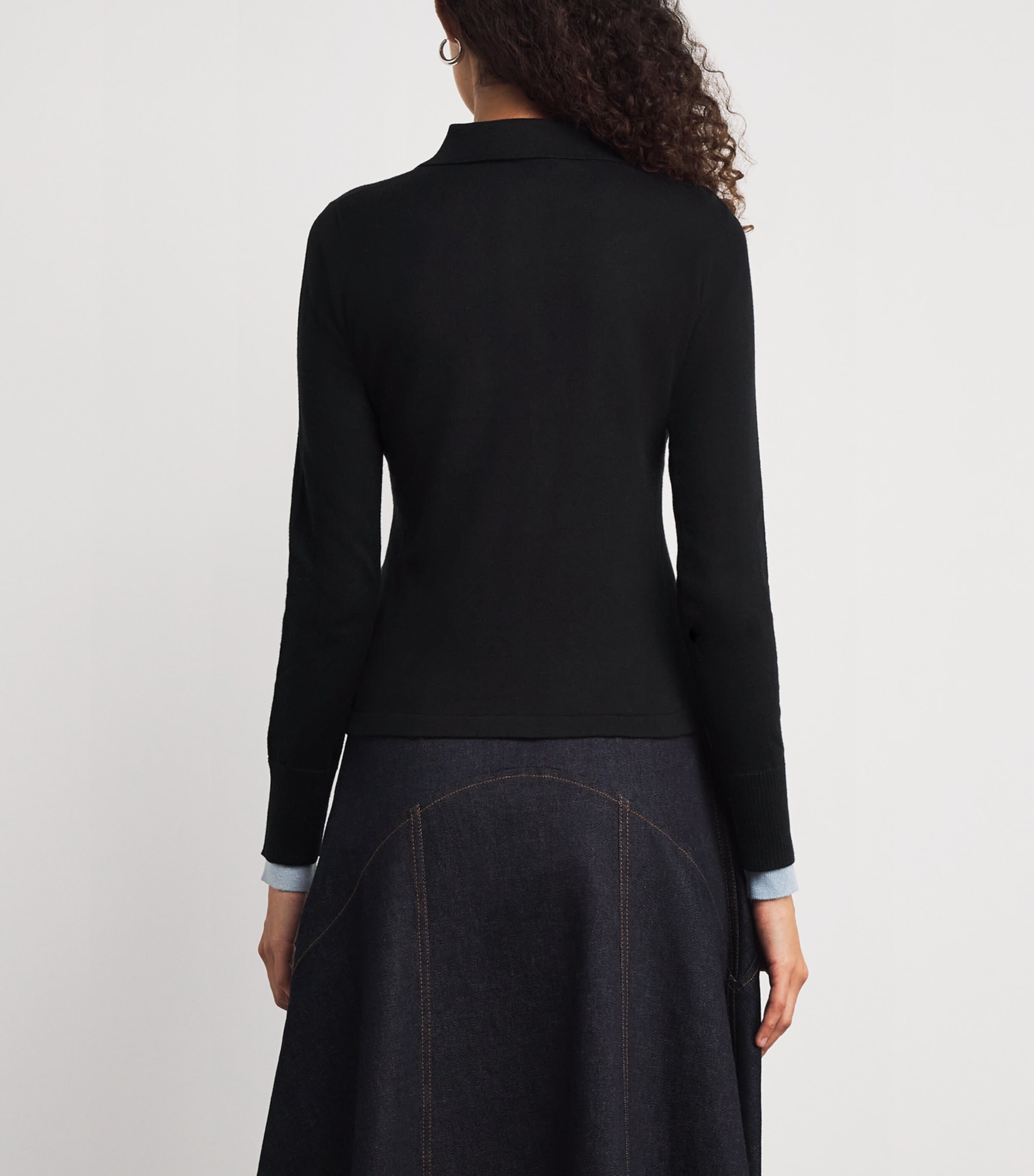 Cotton-Cashmere Polo Sweater BLACK Image 4