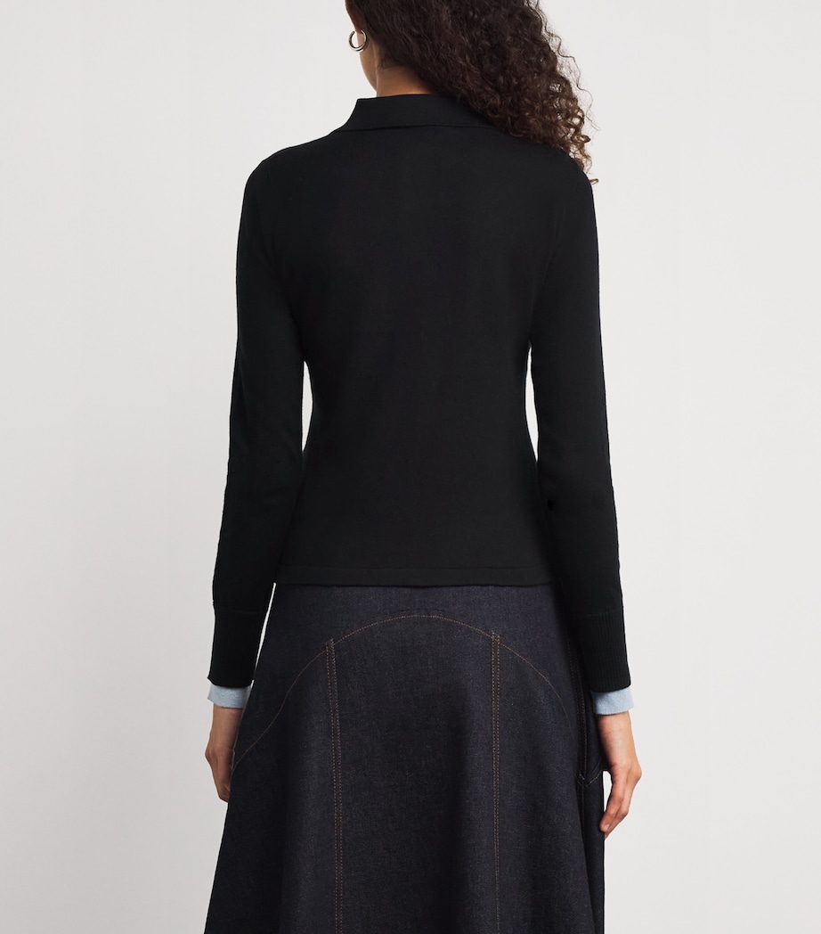 Cotton-Cashmere Polo Sweater BLACK Image 4