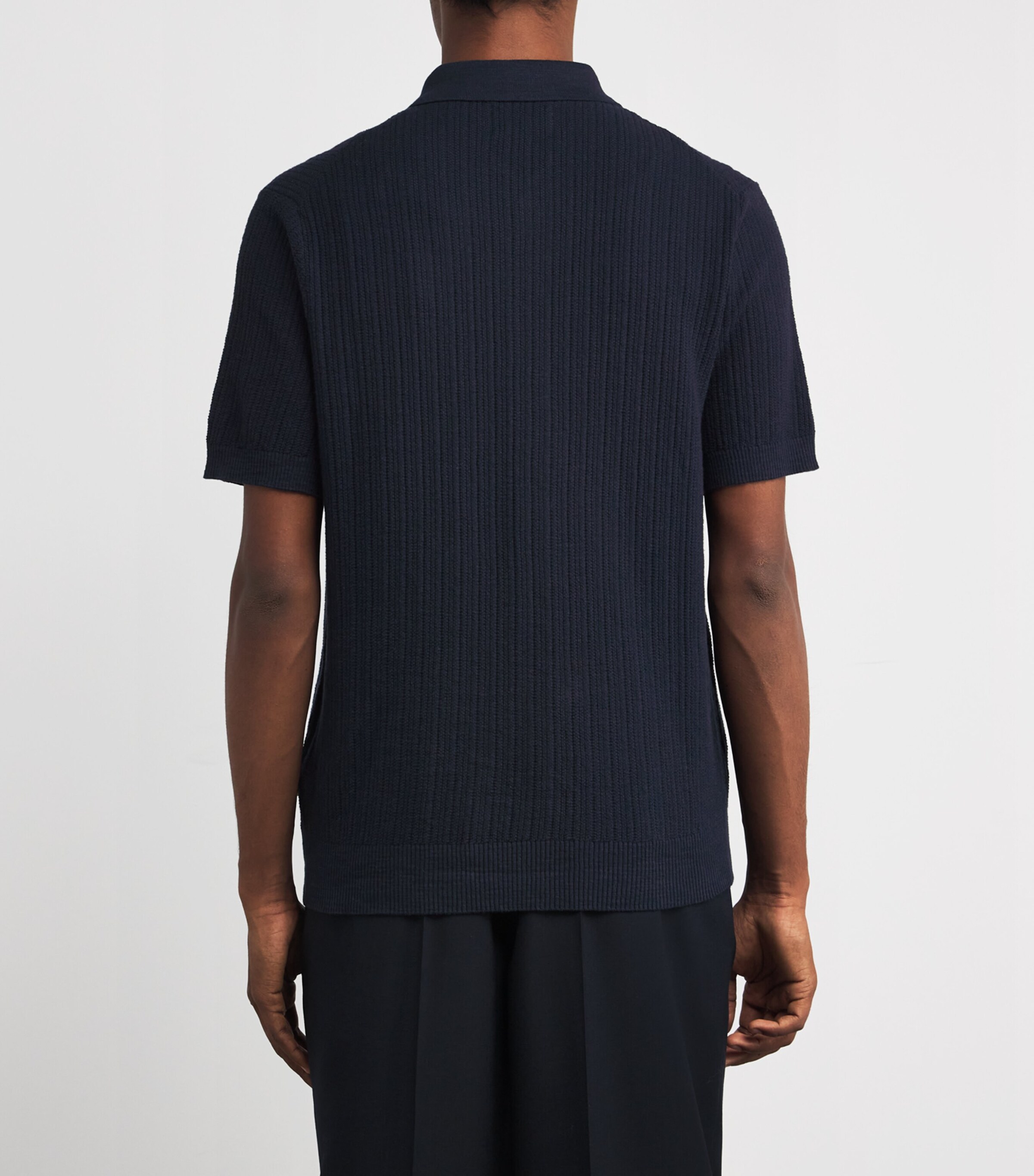 NN.07 Mens Organic Cotton Nolan Button-Up Polo Shirt Navy Blue Image 4