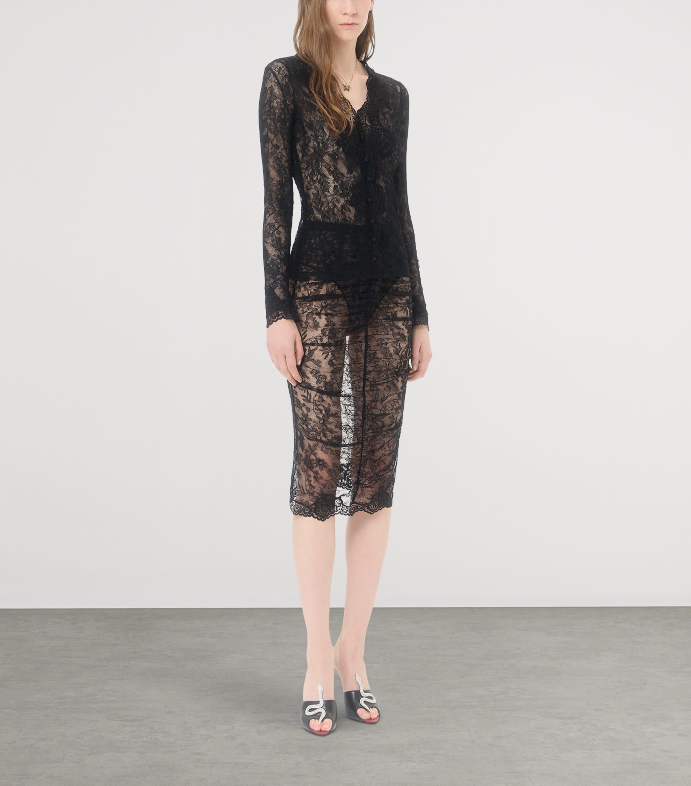 Valentino Womens Stretch Lace Bodysuit Image 2