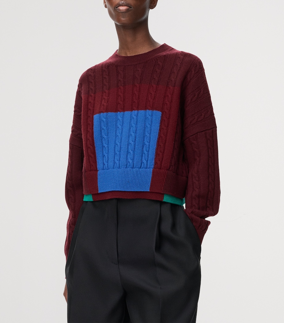 Wool Colour-Block Layered-Effect Sweater GREEN/RED/MULTICOLOR Image 3