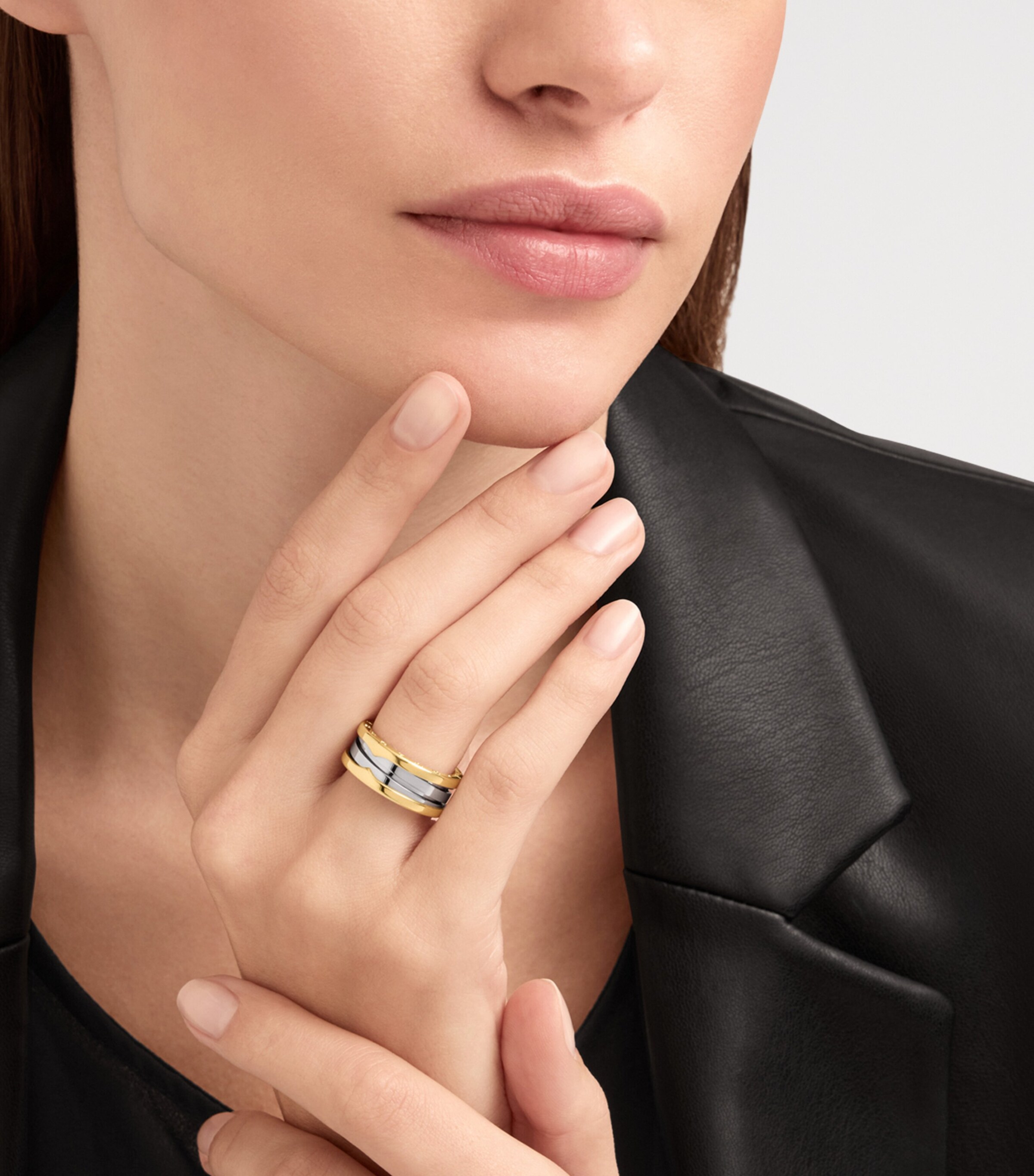 Bvlgari Yellow Gold and Stainless Steel B.zero1 Two-Band Ring Yellow Gold & Steel Image 2