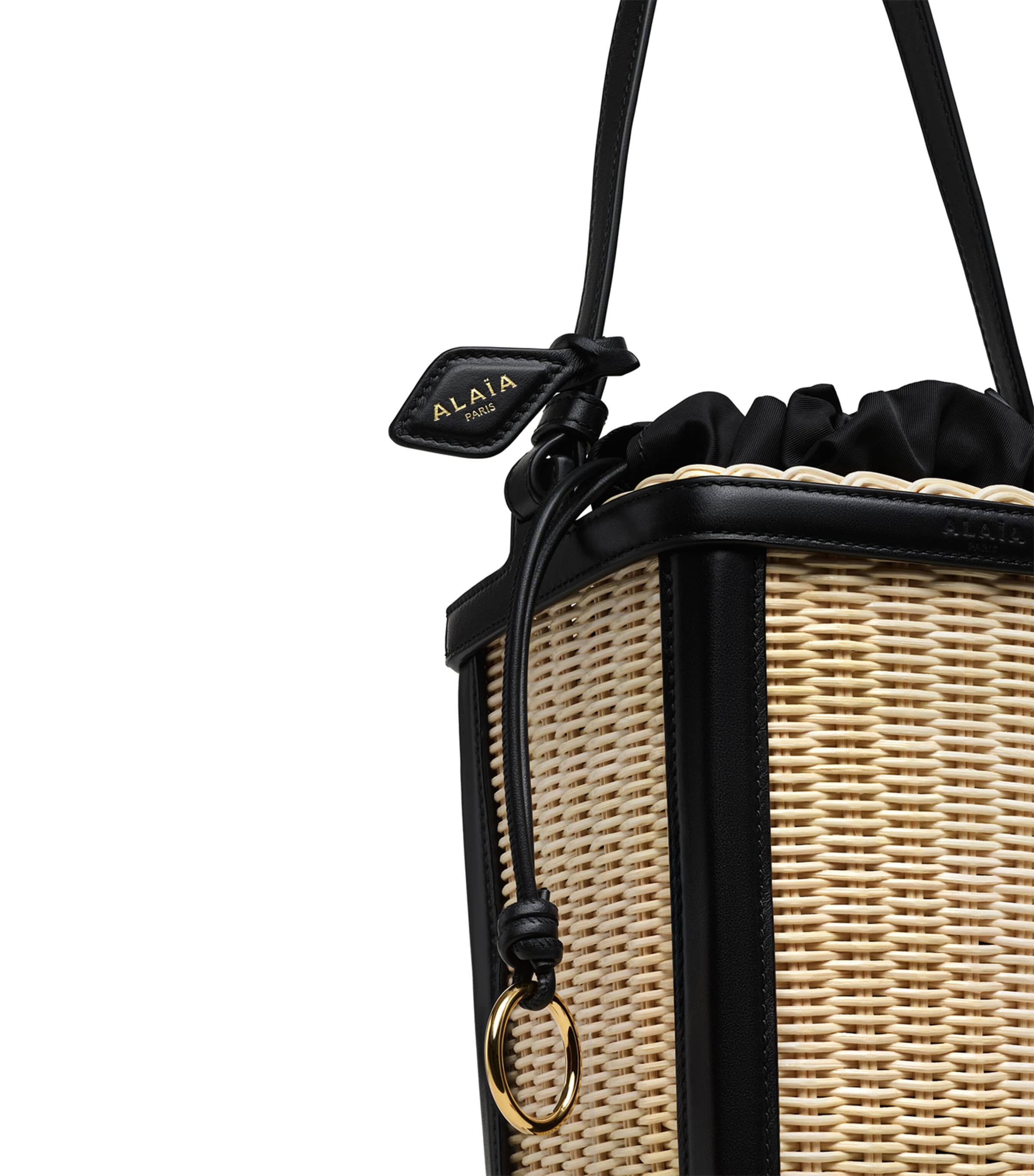 Alaïa Small Wicker Bucket Bag Black Image 3