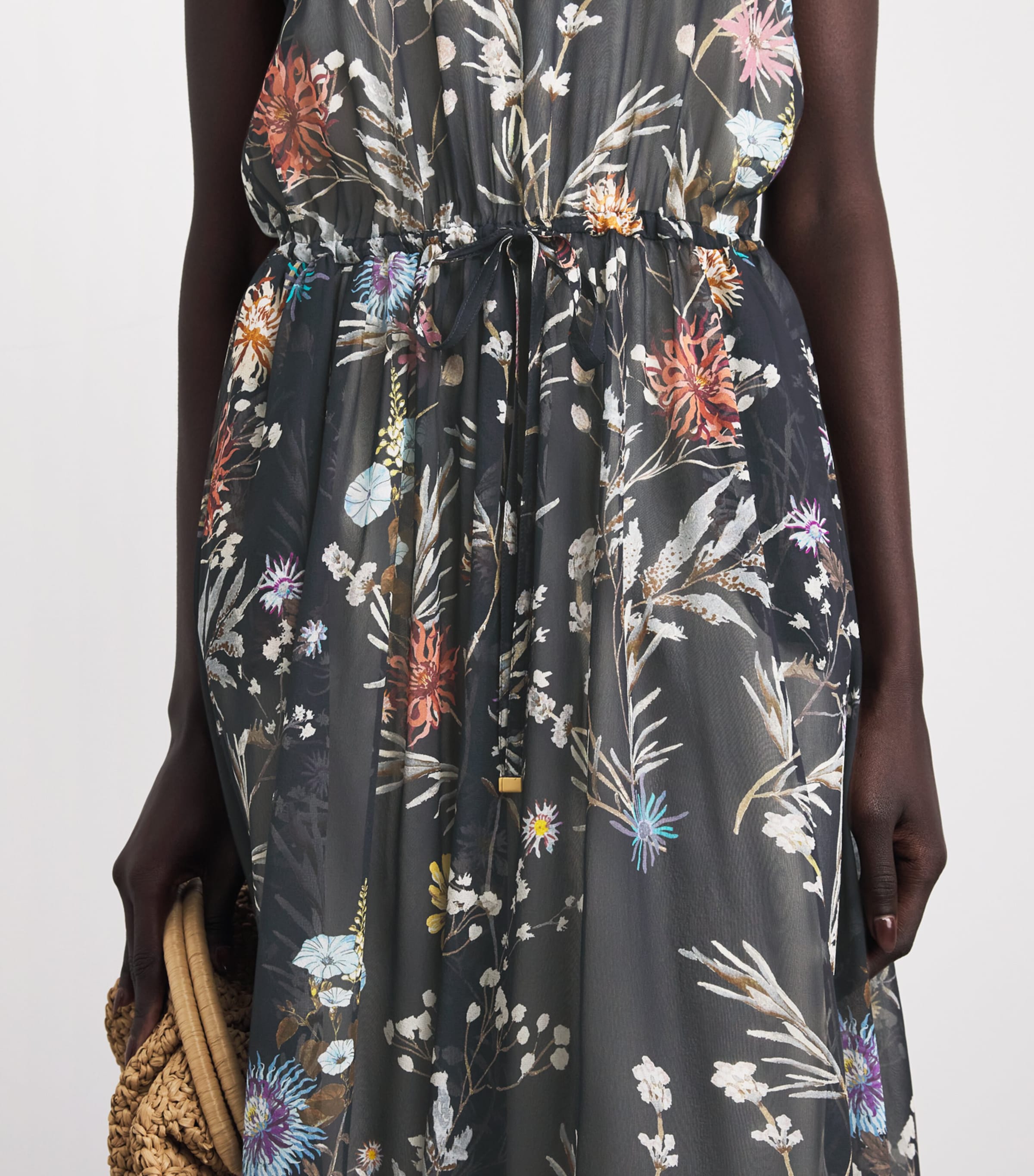 Eleventy Womens Silk Floral Print Maxi Dress Blu Image 3