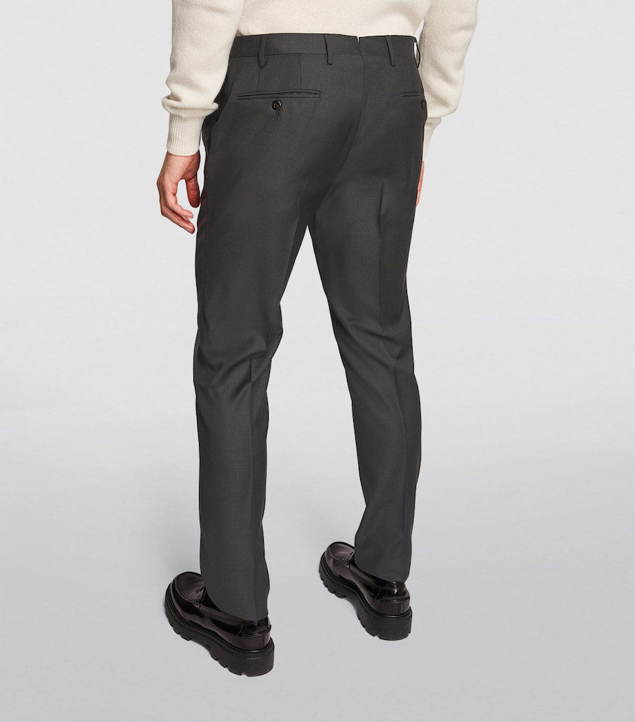 Virgin Wool Slim Tailored Trousers GREY-013 Image 4