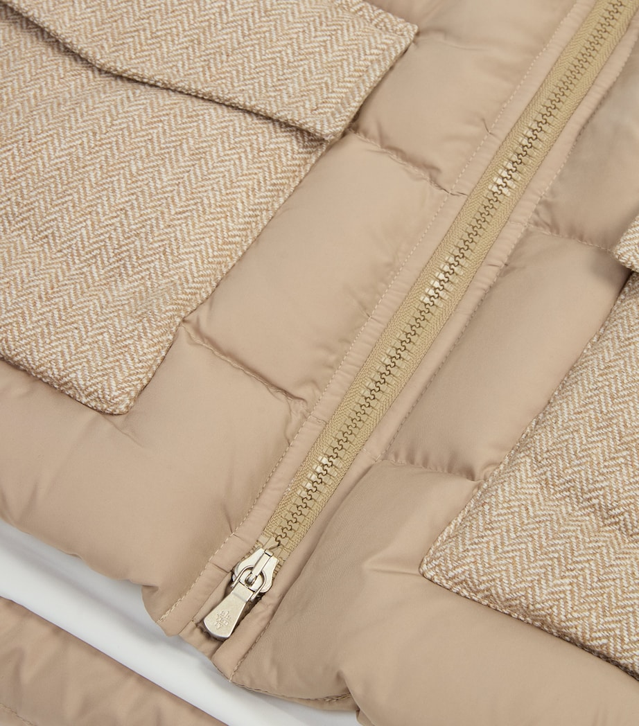 Herringbone-Detail Down Jacket (2-16 Years) 130NUT BROWN Image 2