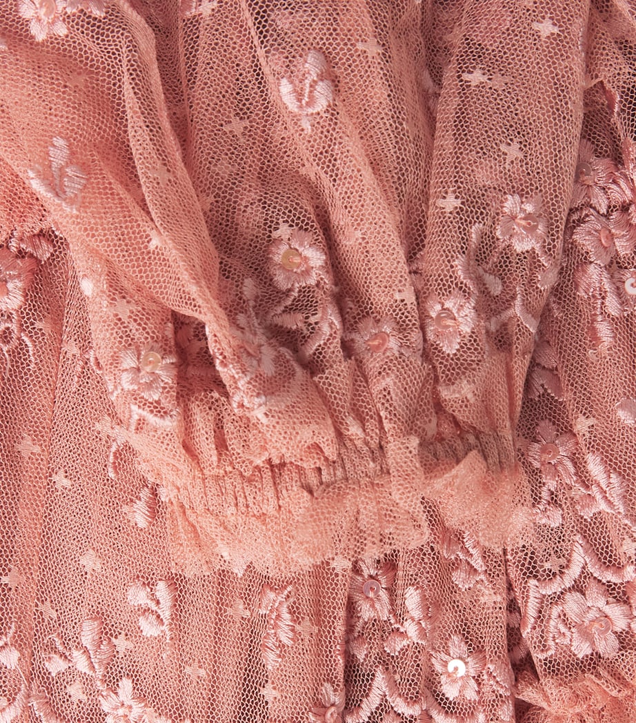 Needle & Thread Womens Tulle Blossom Lace Gown Mir Misty Rose Image 6
