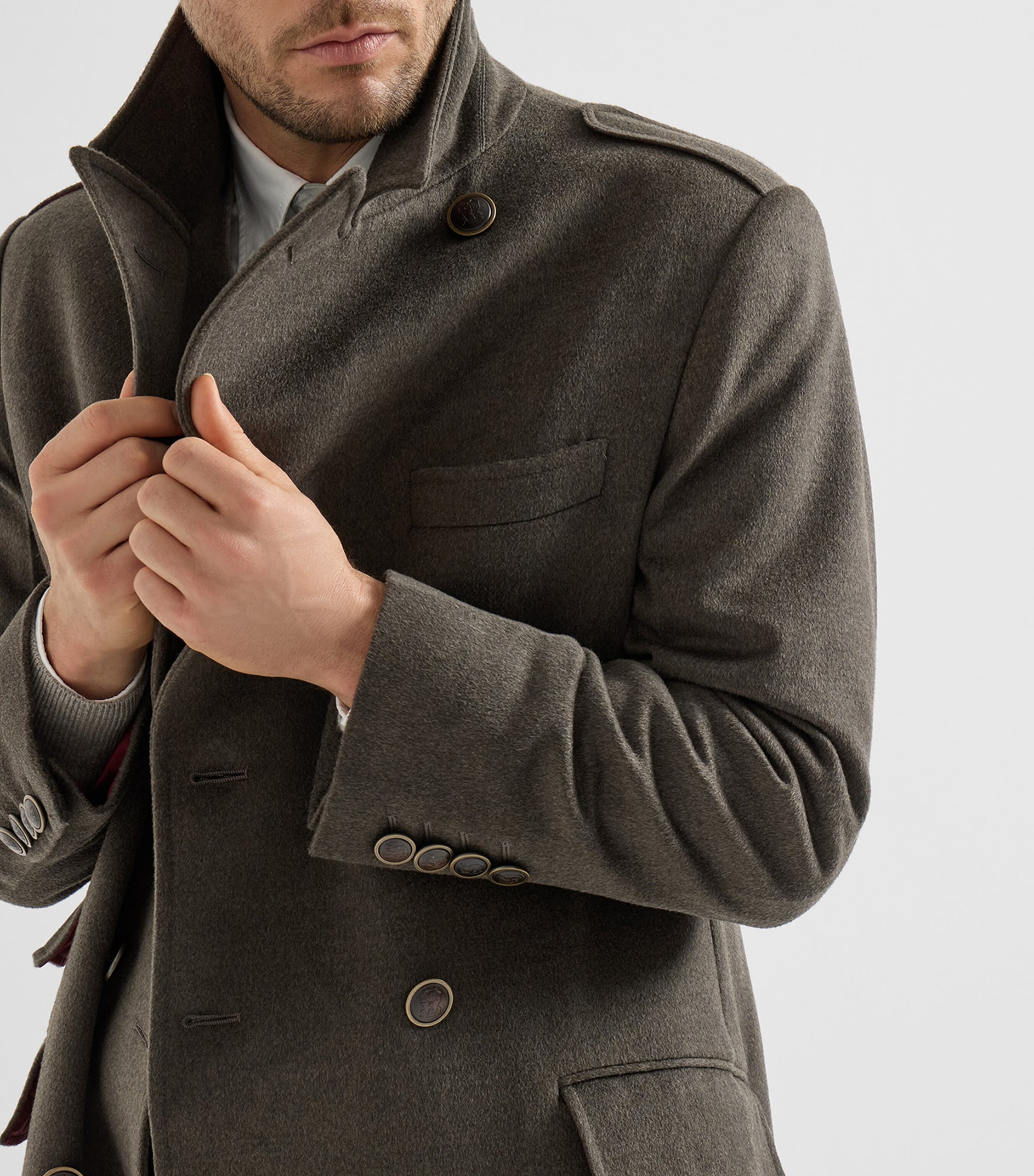 Brunello Cucinelli Mens Virgin Wool Water-Resistant Coat Fango Image 6
