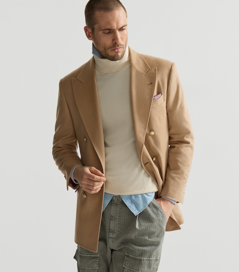 Brunello Cucinelli Mens Camel One-and-a-Half Breasted Blazer Image 4