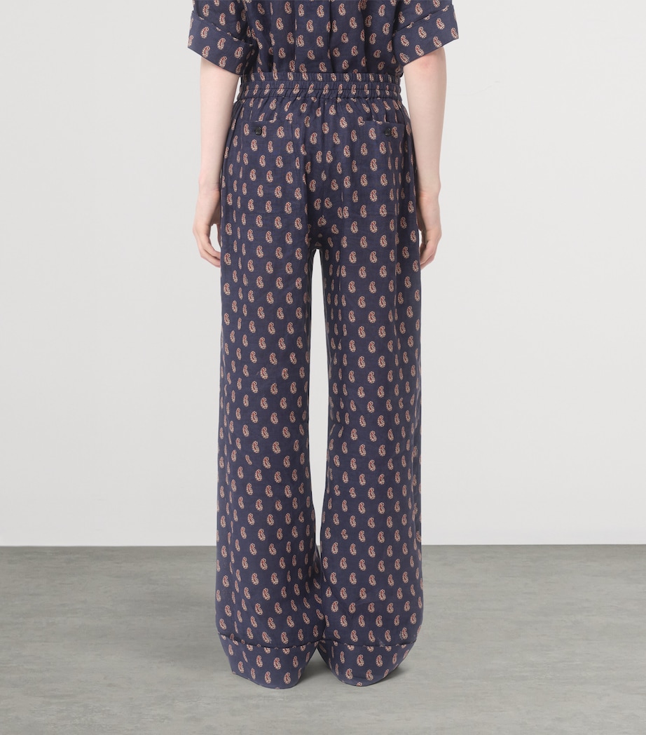 Linen Paisley Straight Trousers CLL Image 4