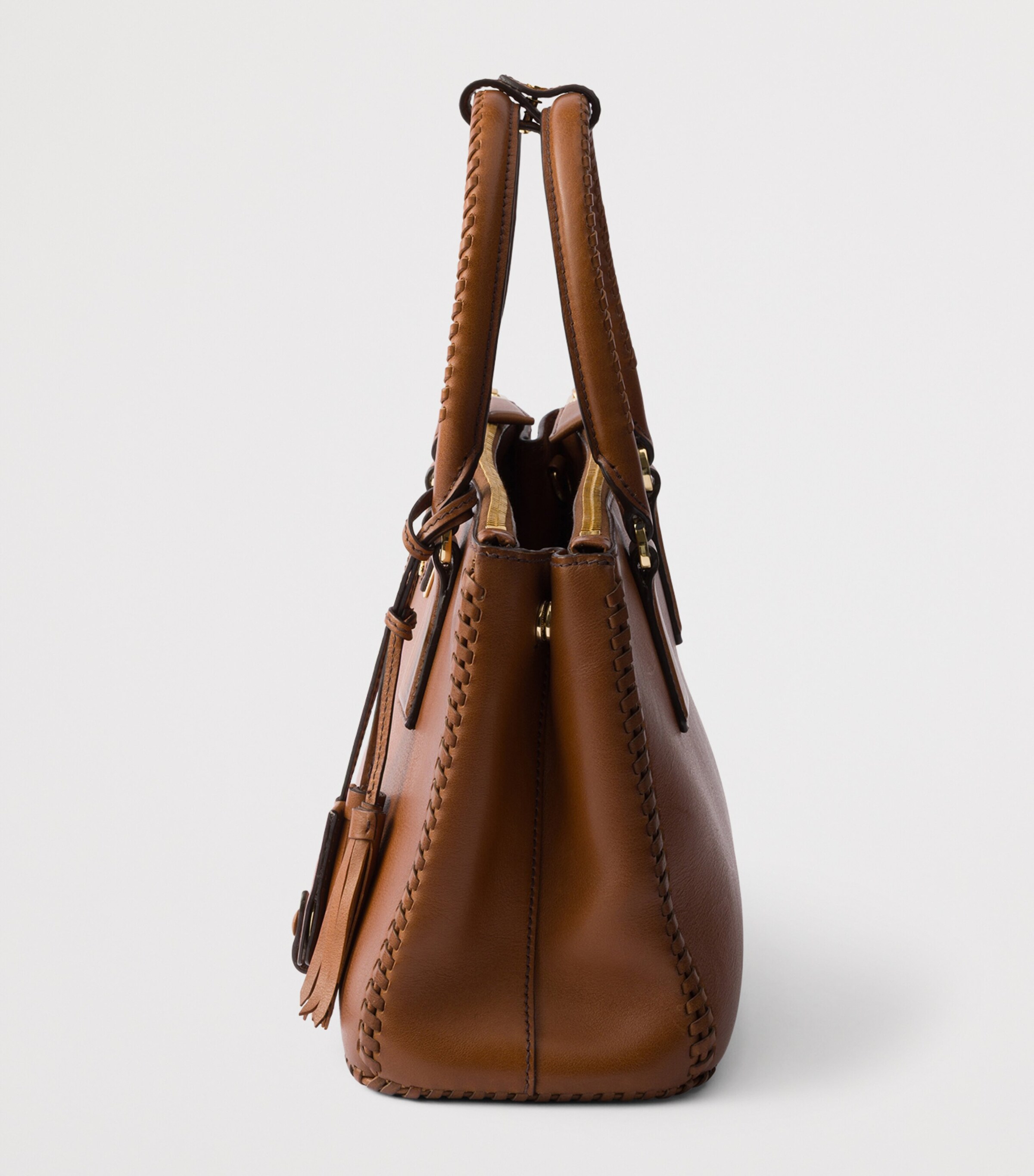 Prada Medium Leather Galleria Top-Handle Bag Brown Image 6