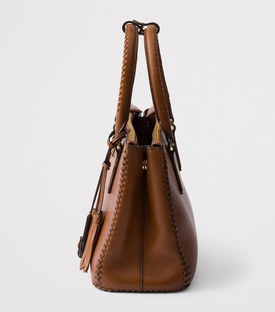 Prada Medium Leather Galleria Top-Handle Bag Brown Image 6