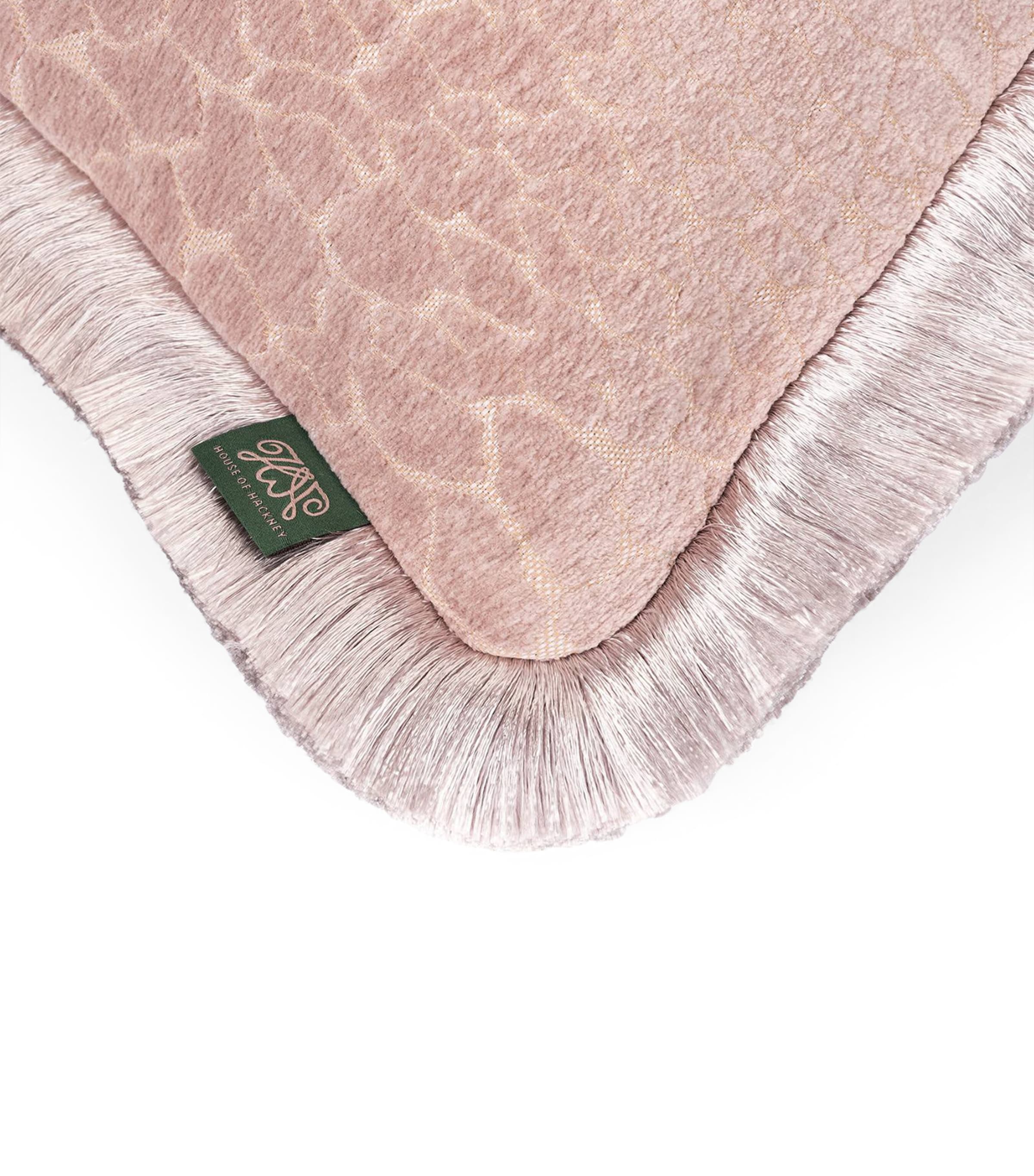 Jacquard Mara Fringed Cushion (45cm x 45cm) PINK Image 2