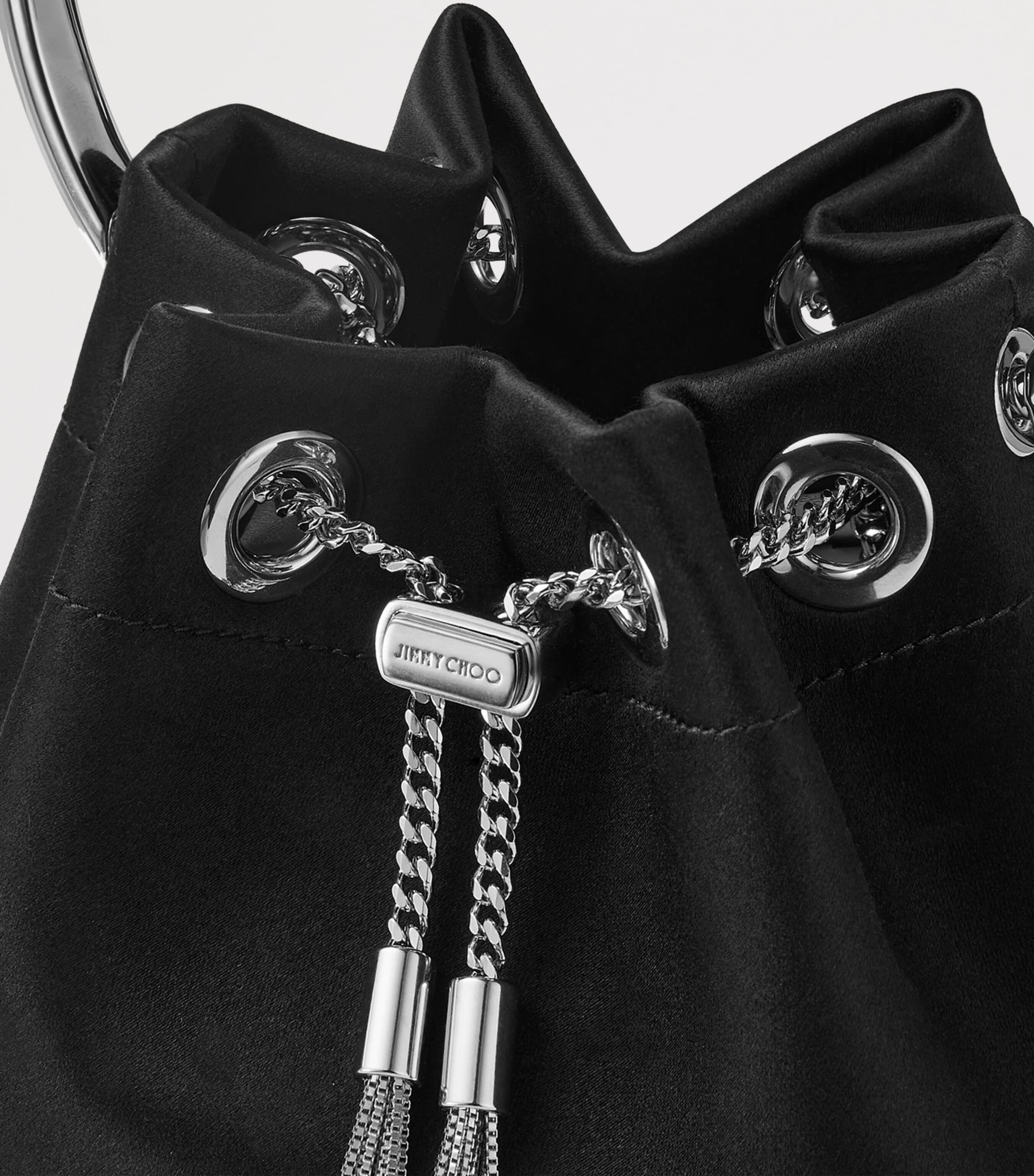 Bon Bon Satin Top-Handle Bag BLACK/SILVER Image 6