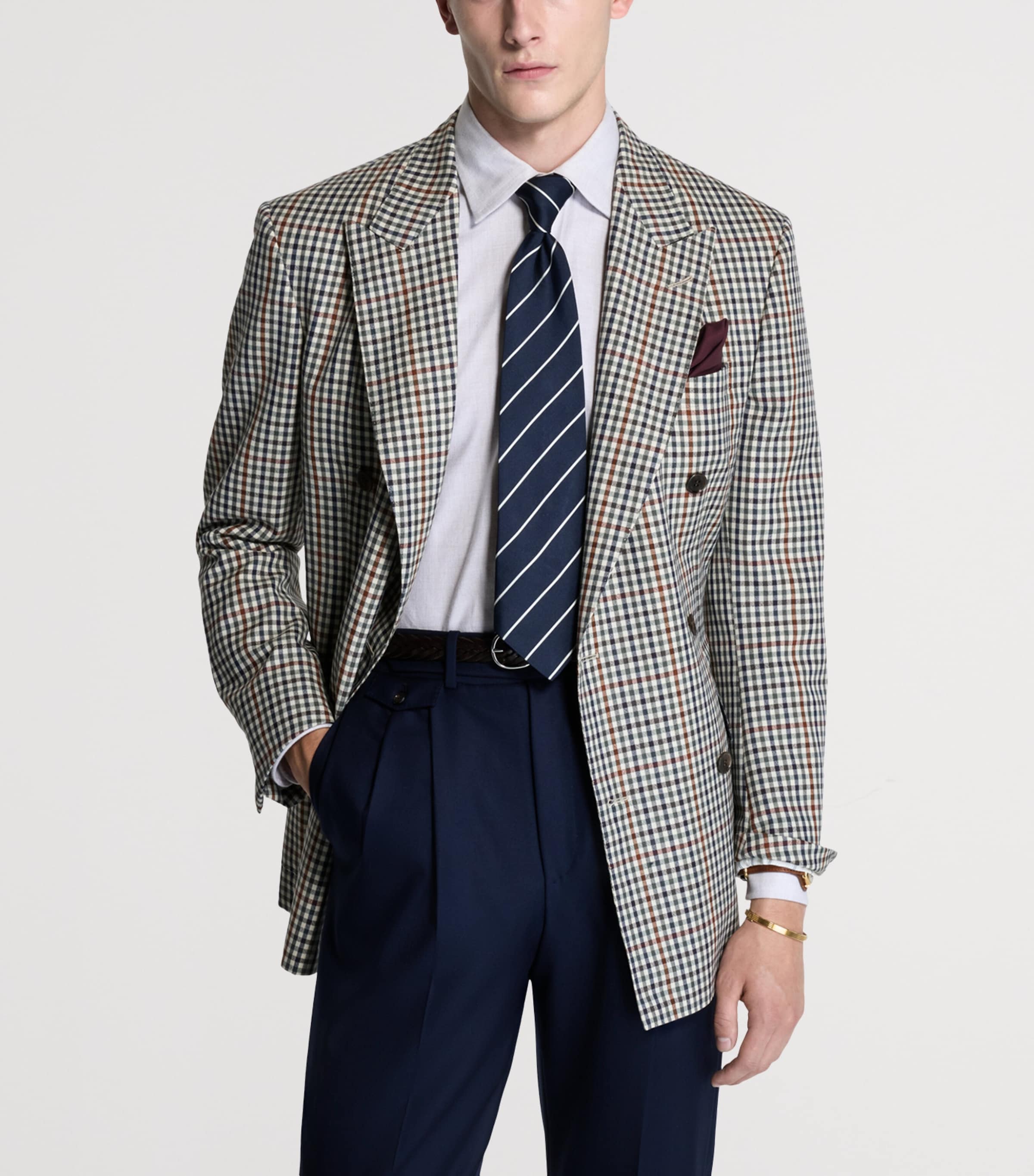 Wool Gingham Blazer 201BROWN Image 4