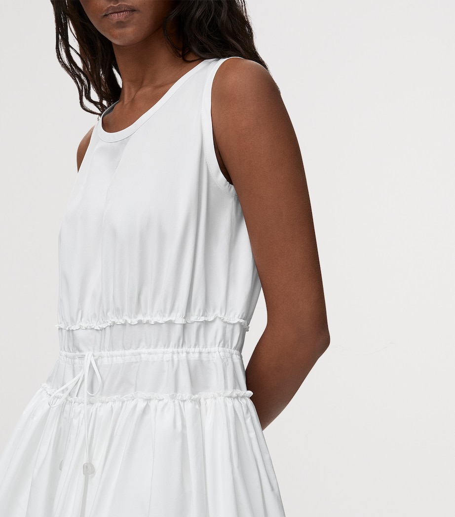 LOEWE Womens x Paula’s Ibiza Cotton Poplin Ruched Mini Dress White Image 4