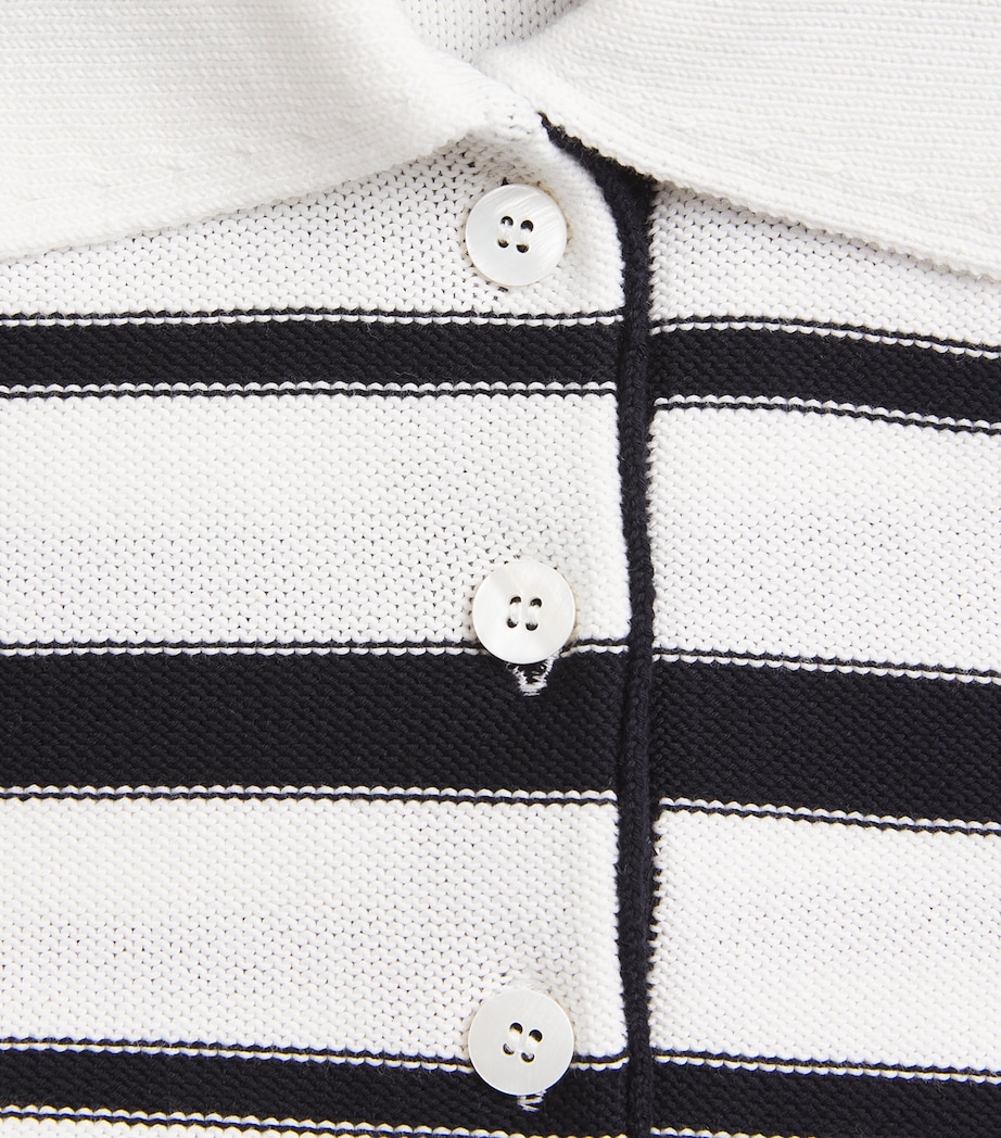 MM Womens Cotton Stripe Polo Shirt Optical White Image 6