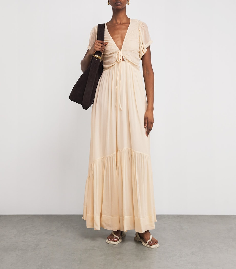 Silk Tie-Neck Agathe Maxi Dress 23EC ECRU Image 2