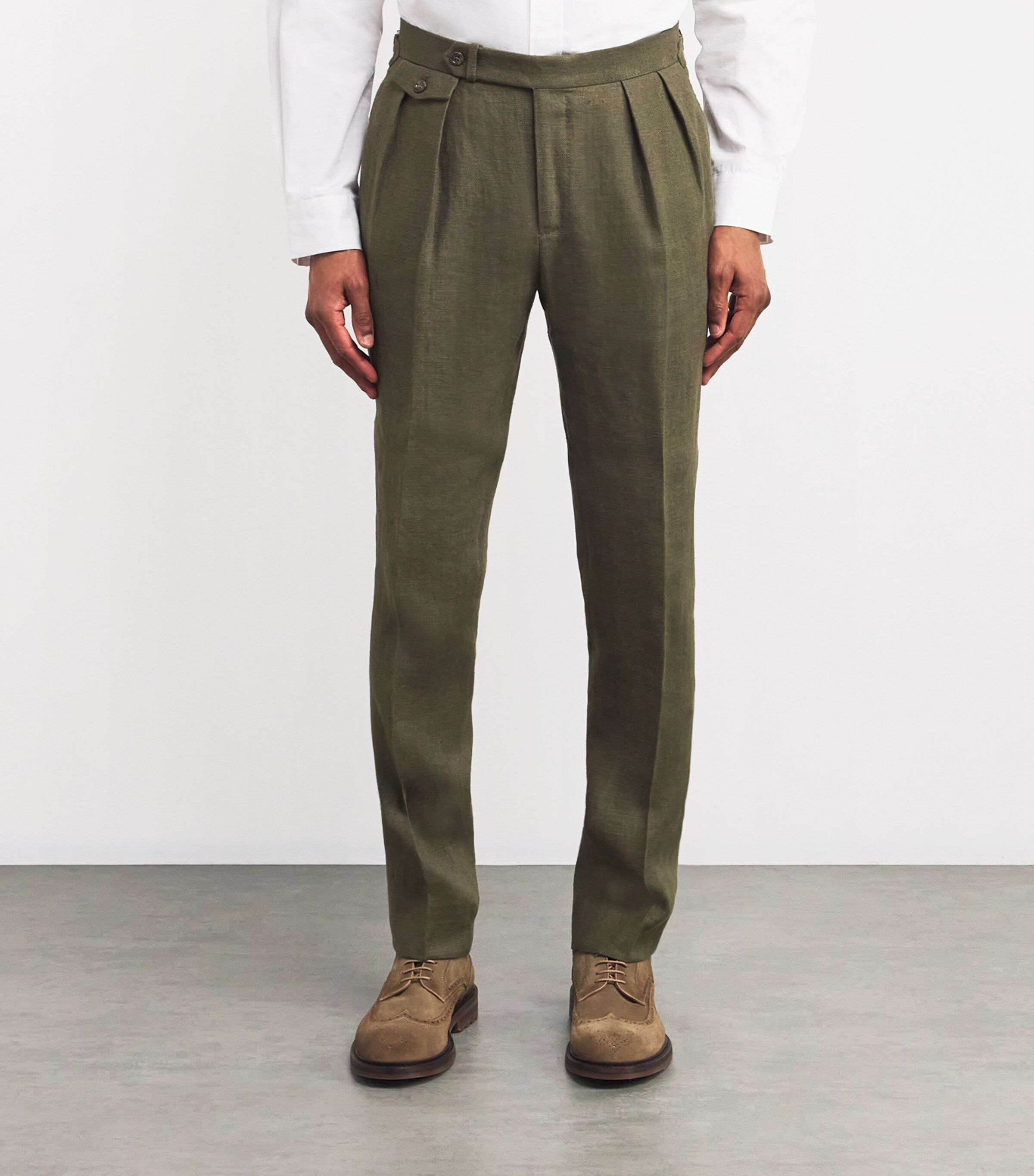 Polo Ralph Lauren Mens Linen Dobby Pleated Trousers Armadillo Image 3