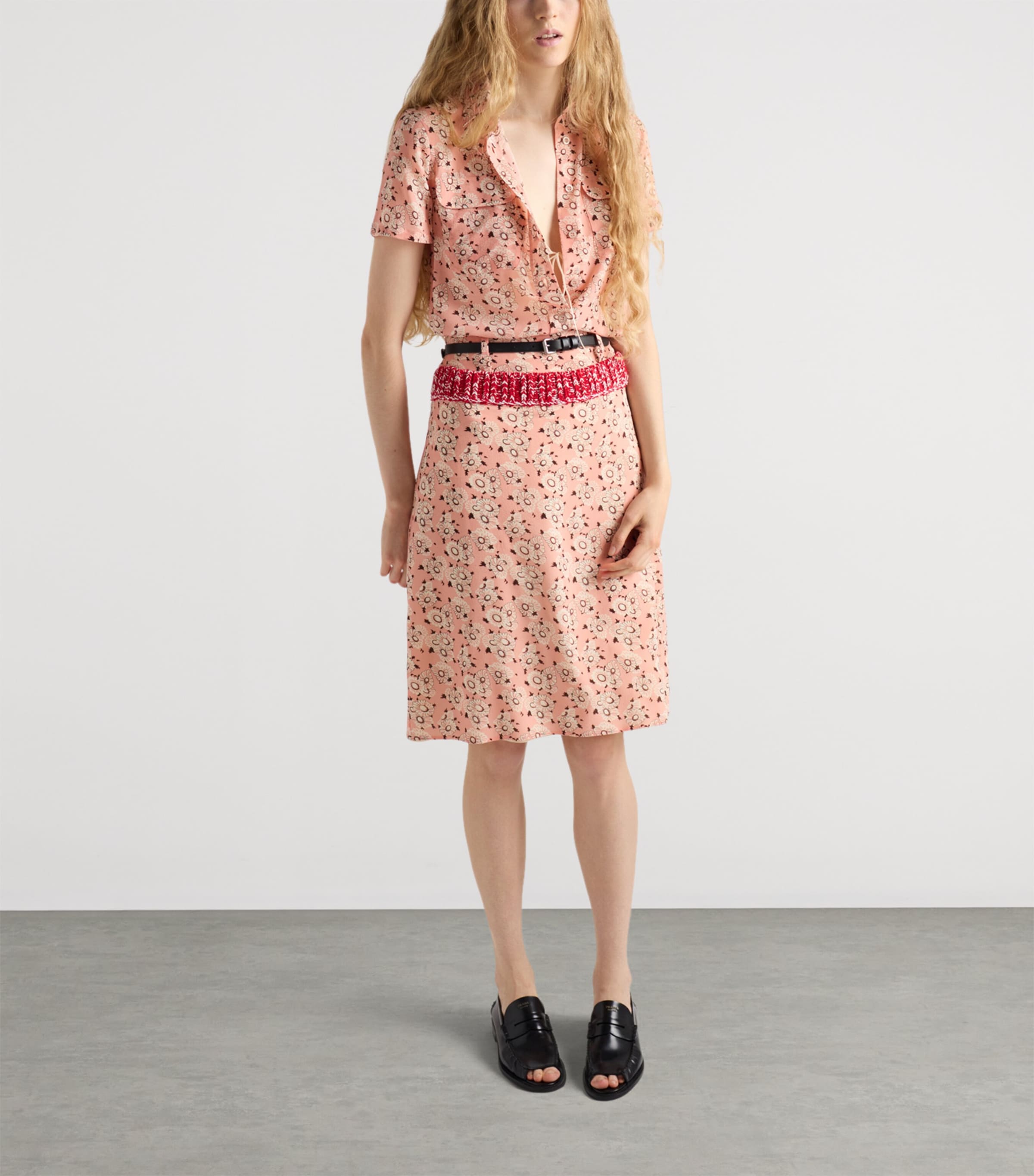 Stretch-Silk Georgette Floral Shirt F0D61 Image 6