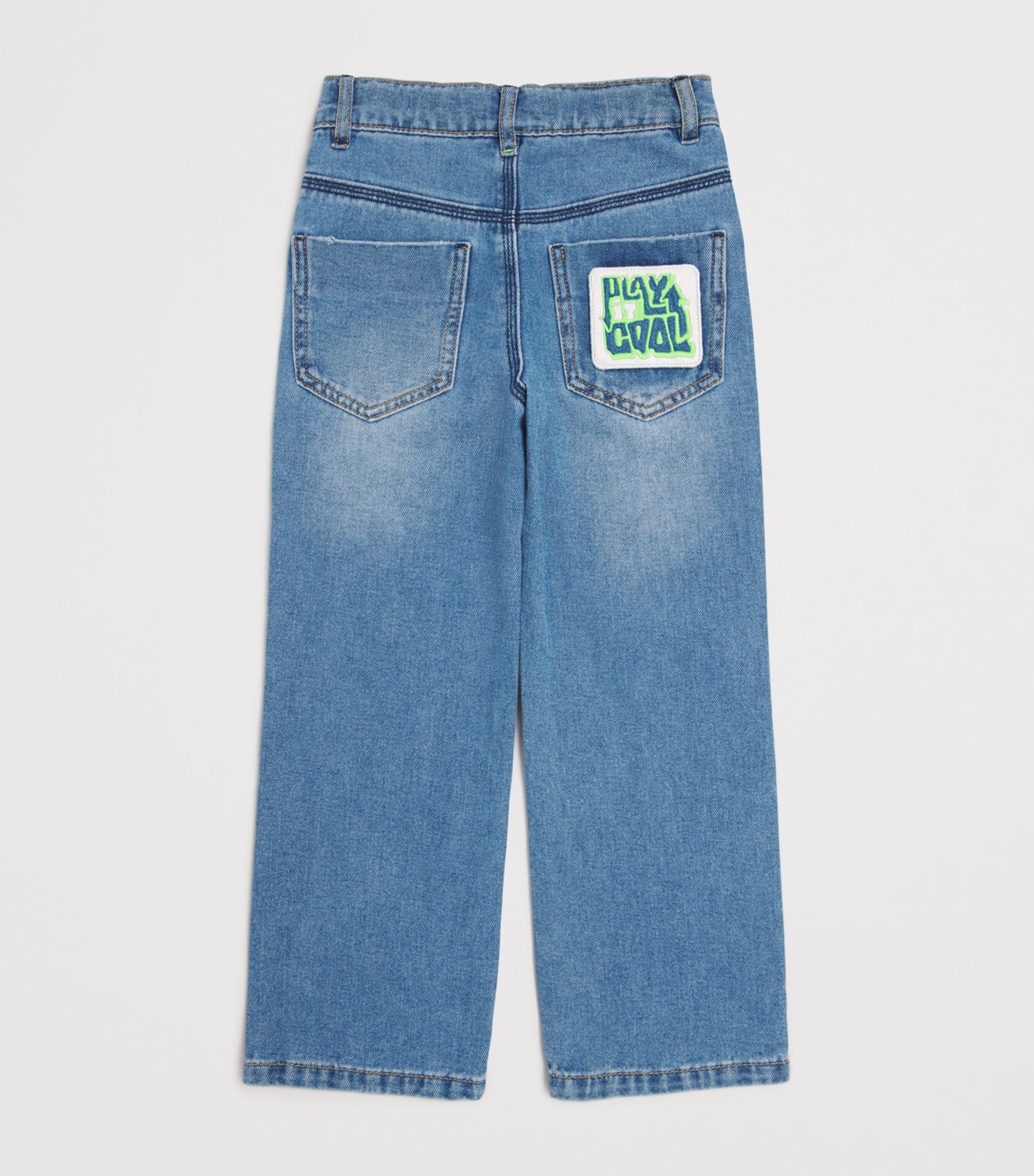 Play It Cool Straight Jeans (4-10 Years) Z18DBLE STONE+BLEACH Image 2
