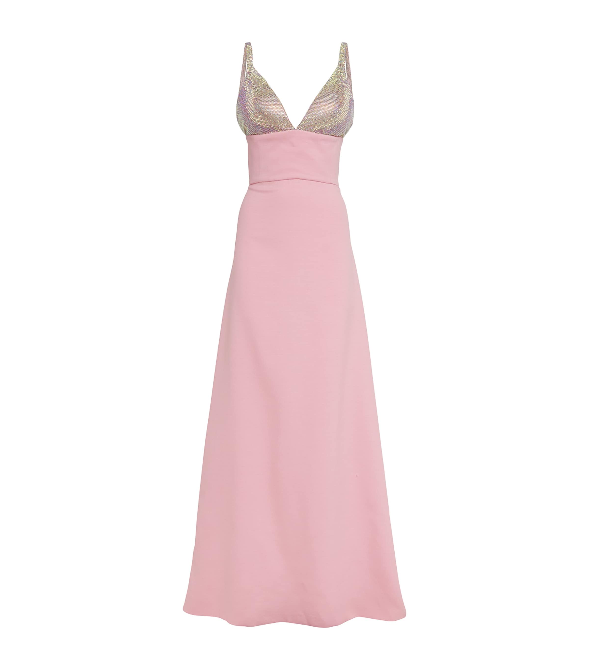 Shop Celia Kritharioti Wool-silk Embellished Gown In Pink