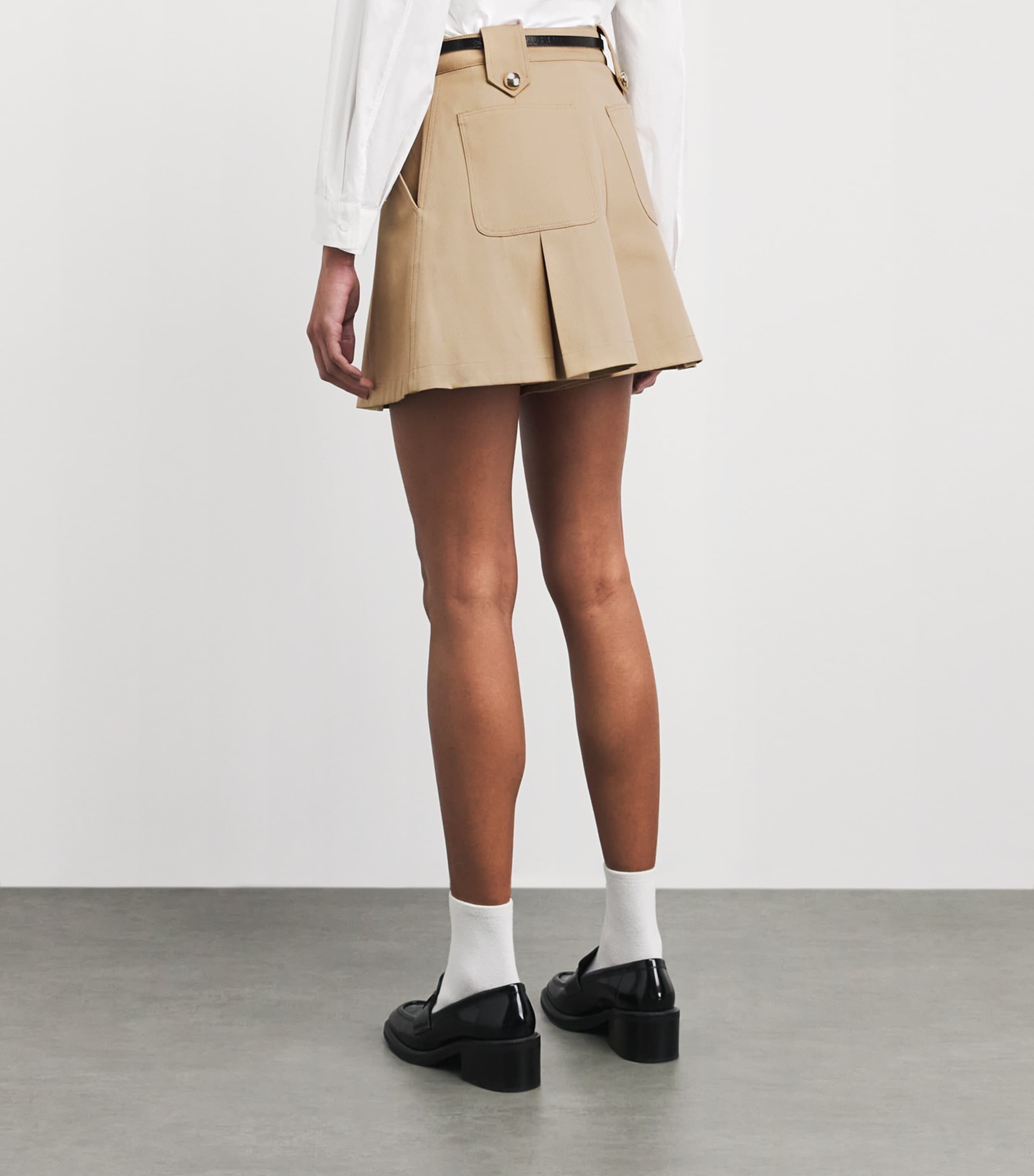 Maje Womens Cotton Pleated Shorts Mastic Beige Image 5