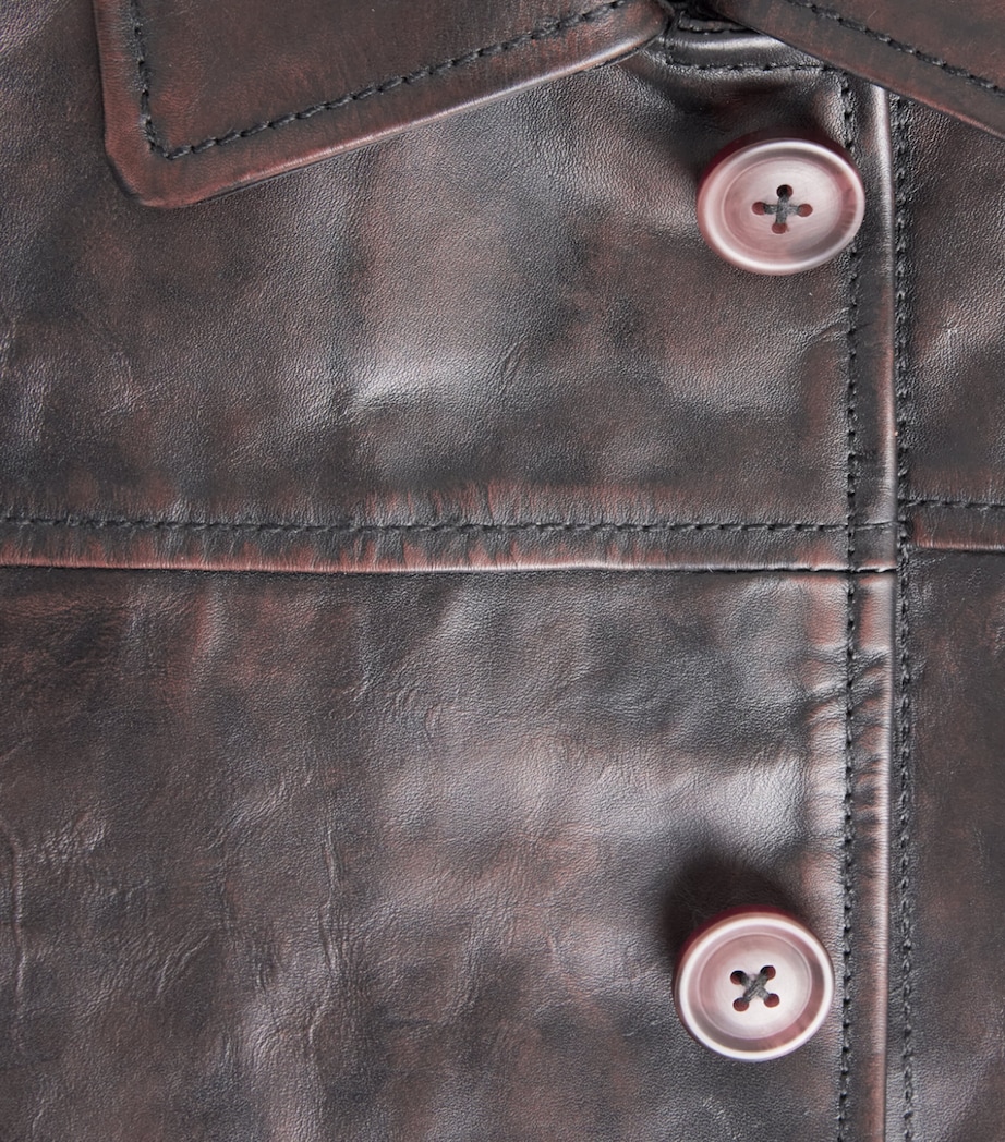 Samsøe Samsøe Mens Leather Samilton B Jacket Washed Brown Image 6