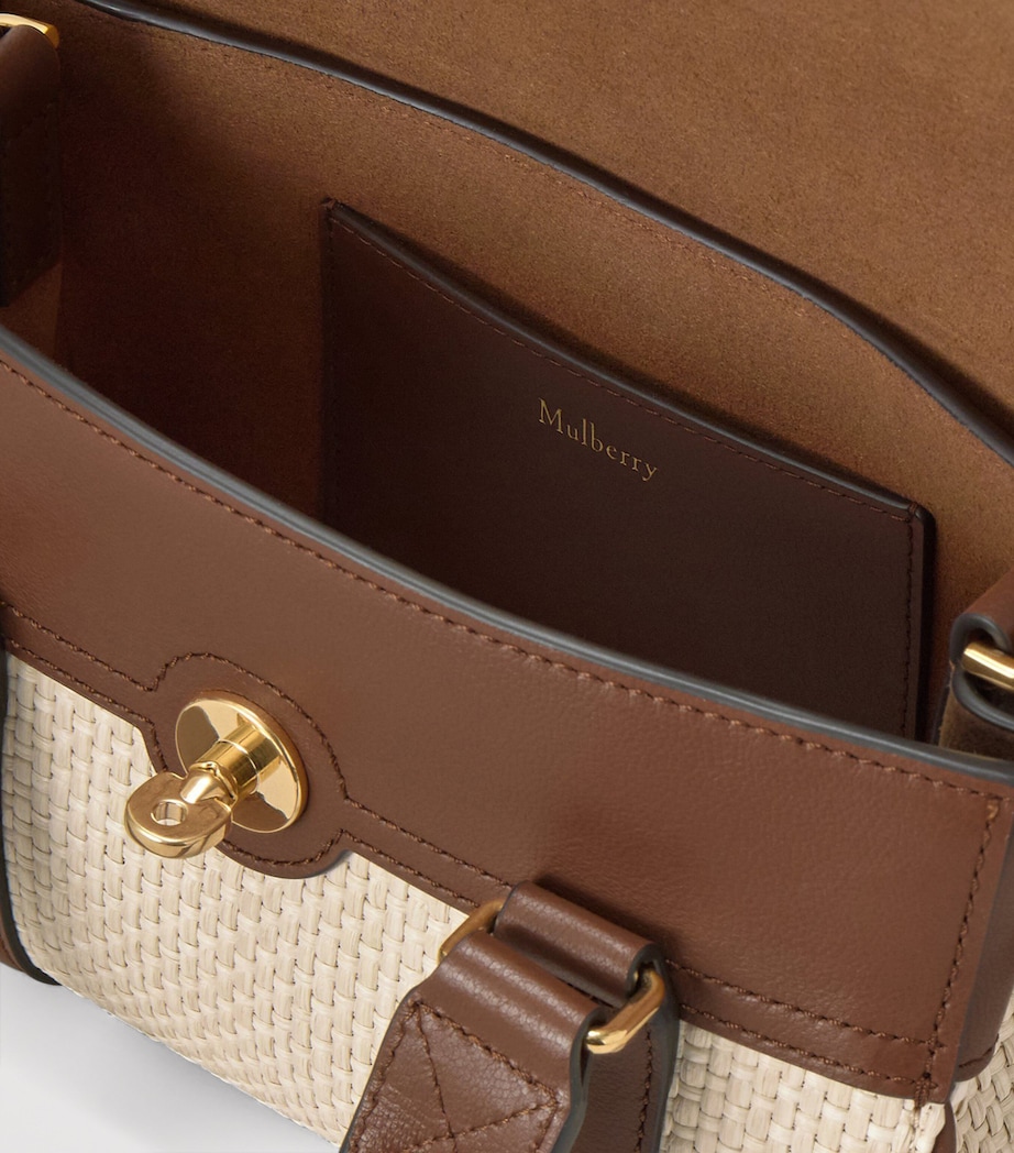 Mulberry Mini Raffia and Leather Bayswater Top-Handle Bag Ecru Bright Oak Image 3