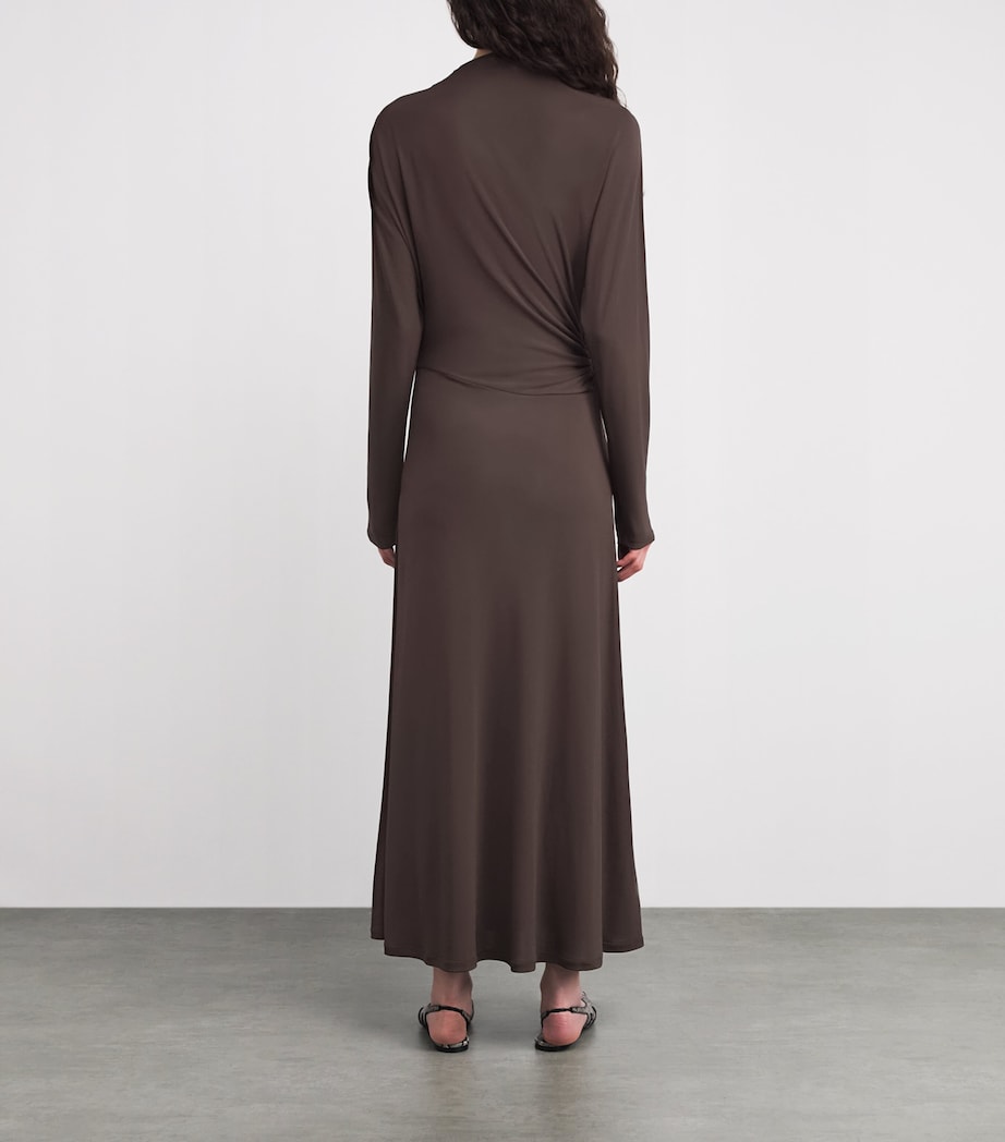RETORI Womens Jersey Draped Maxi Dress Chocolate Image 3