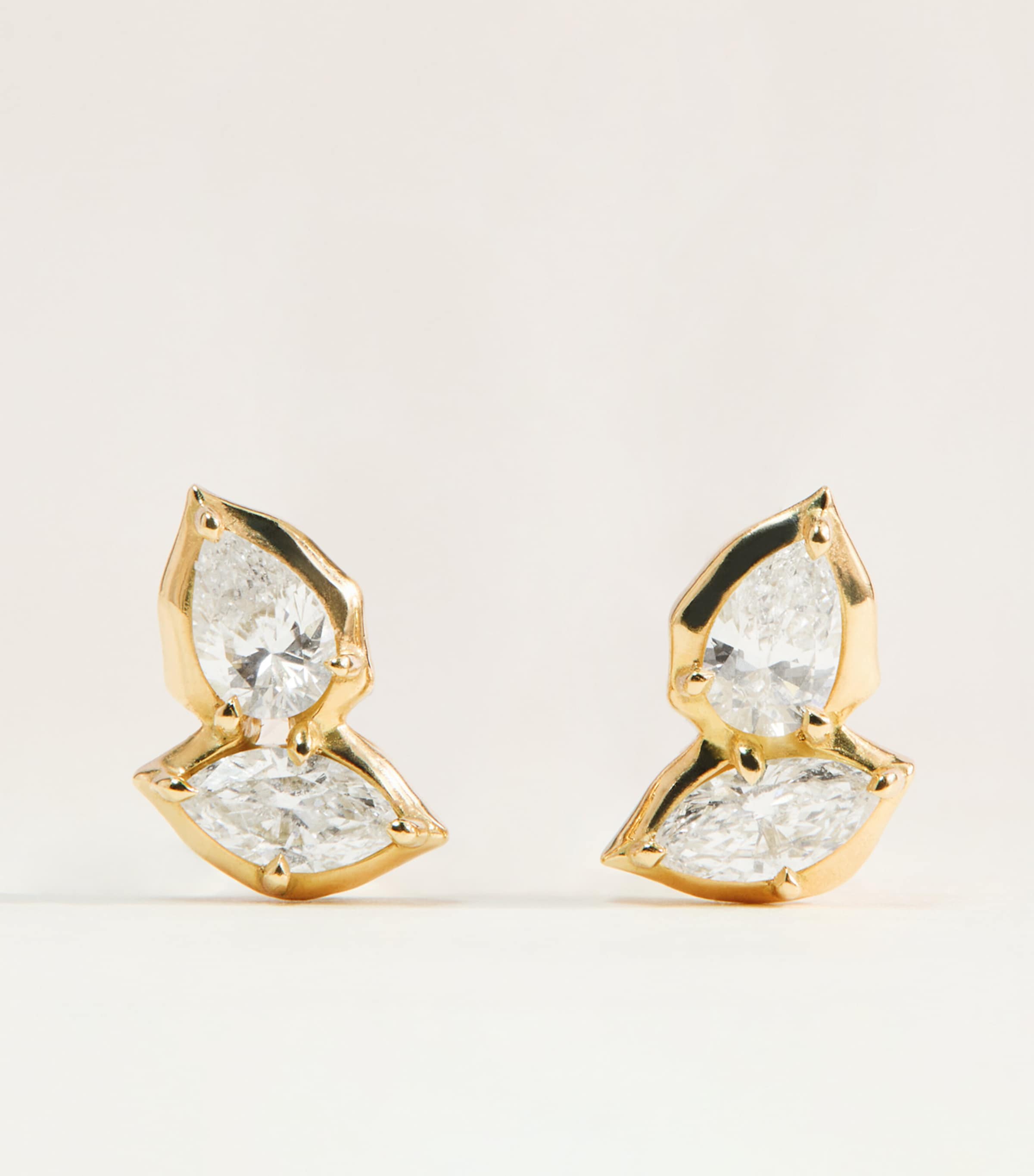 Jade Trau Yellow Gold and Diamond Poppy Drop Earrings Yellow Gold Image 1
