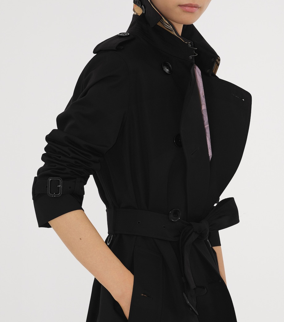 Gabardine Long Kensington Heritage Trench Coat BLACK Image 6