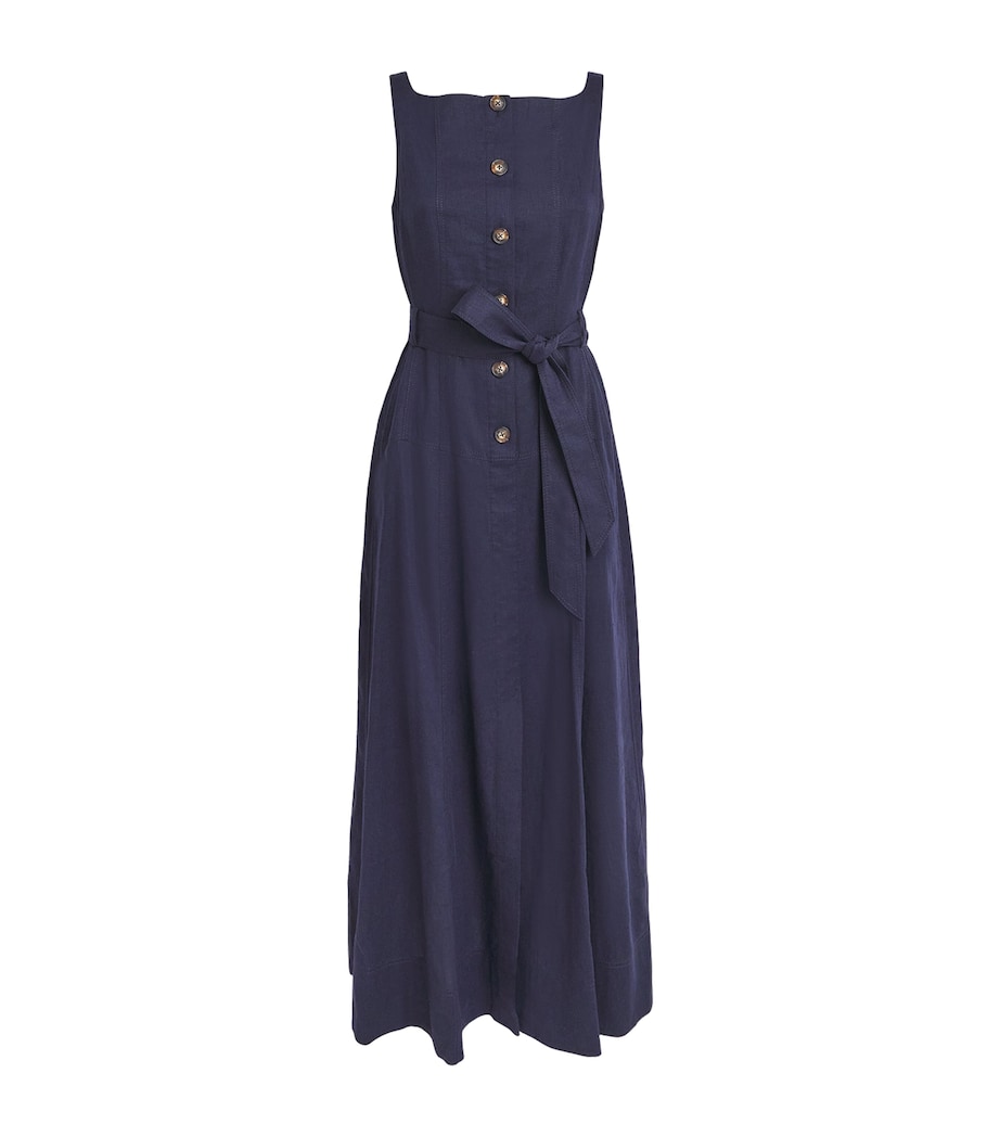 ME+EM Womens Creaseless Linen-Blend Midi Dress Navy Image 1