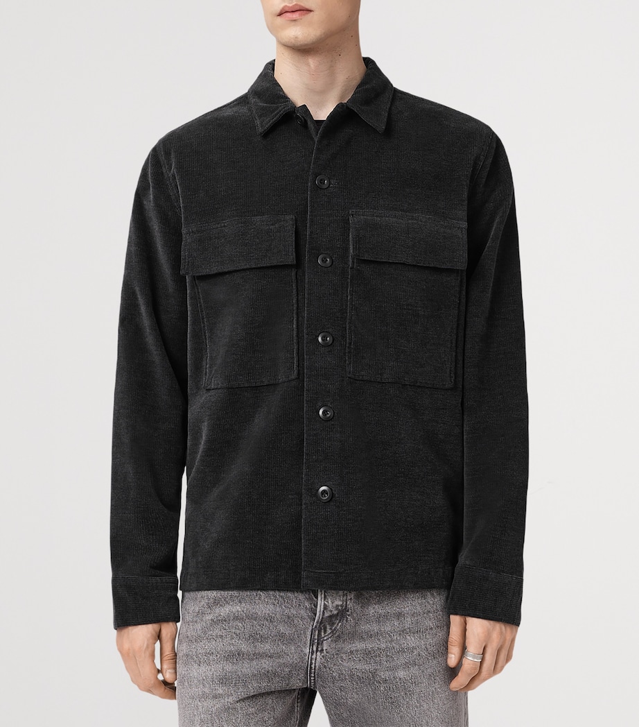 AllSaints Mens Corduroy Hawker Overshirt Faded Black Image 6