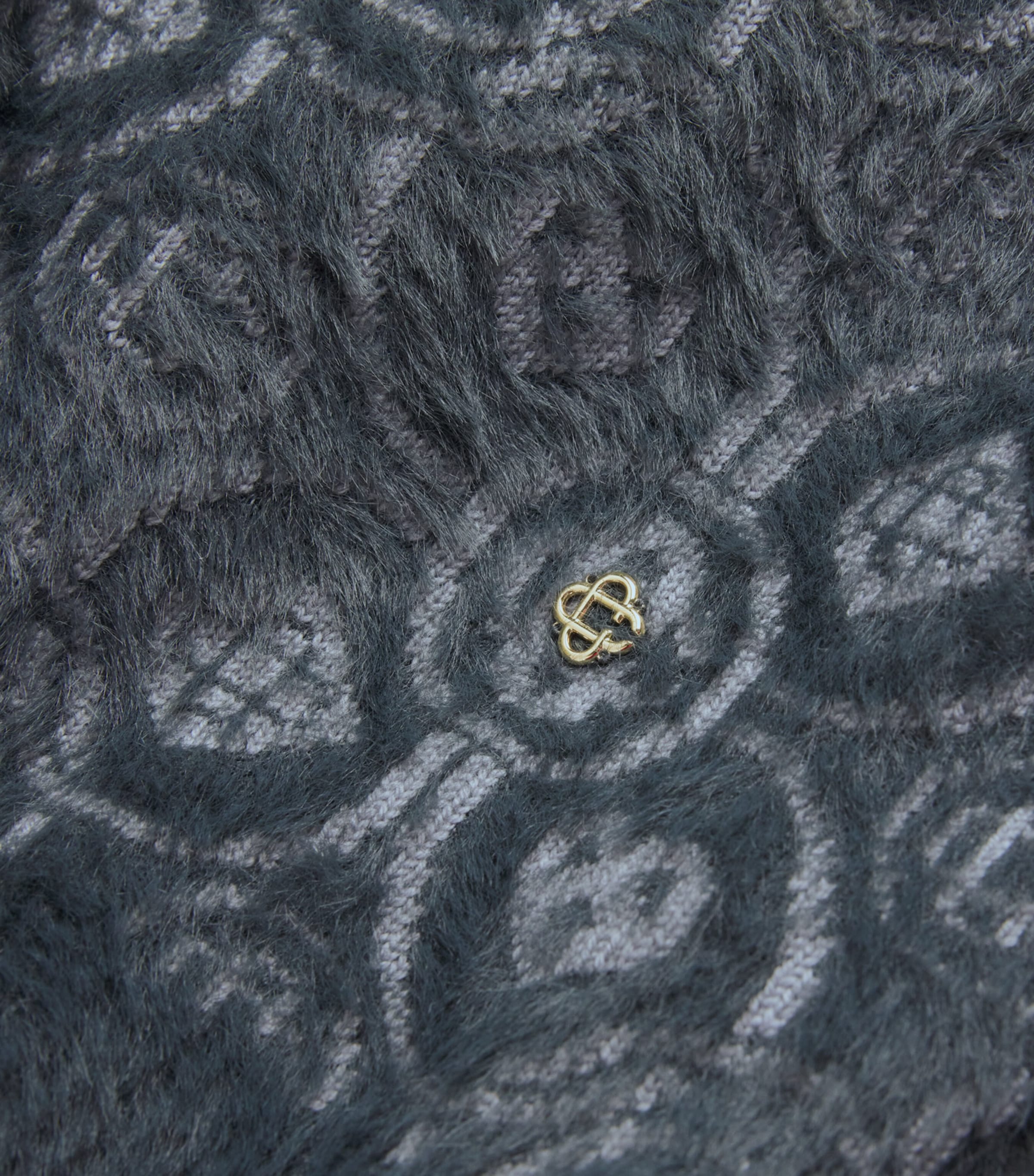Wool-Blend Fluffy Monogram Sweater GREY Image 5