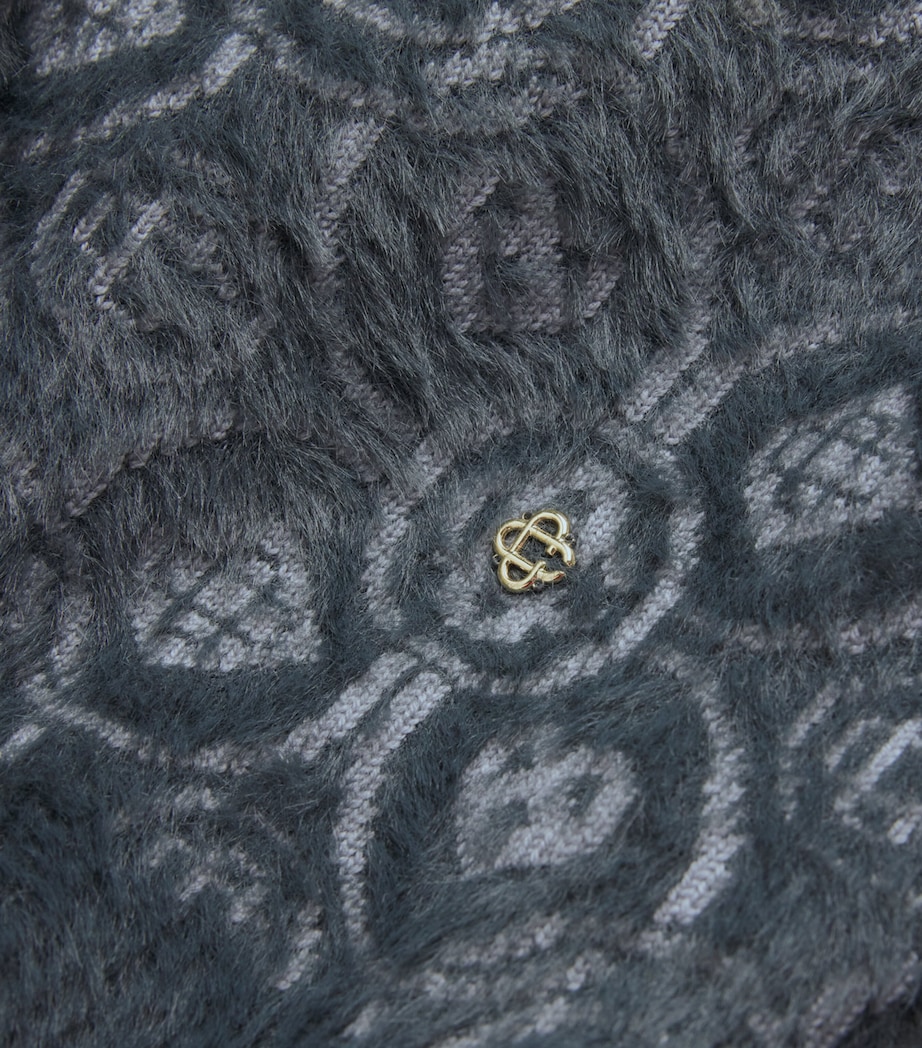 Wool-Blend Fluffy Monogram Sweater GREY Image 5