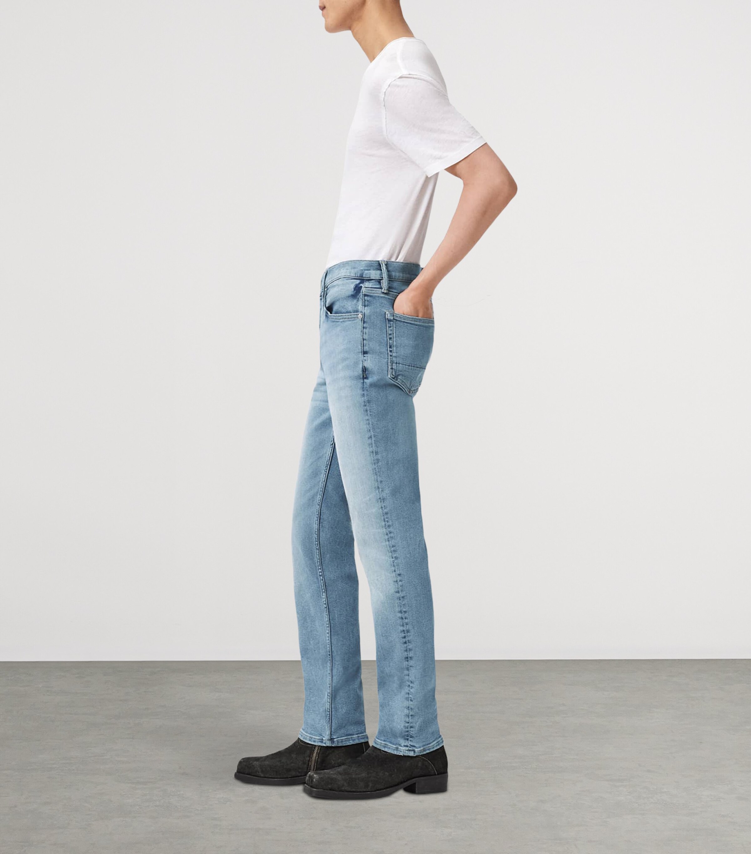 AllSaints Mens Sid Ultra Skinny Jeans Light Indigo Image 6